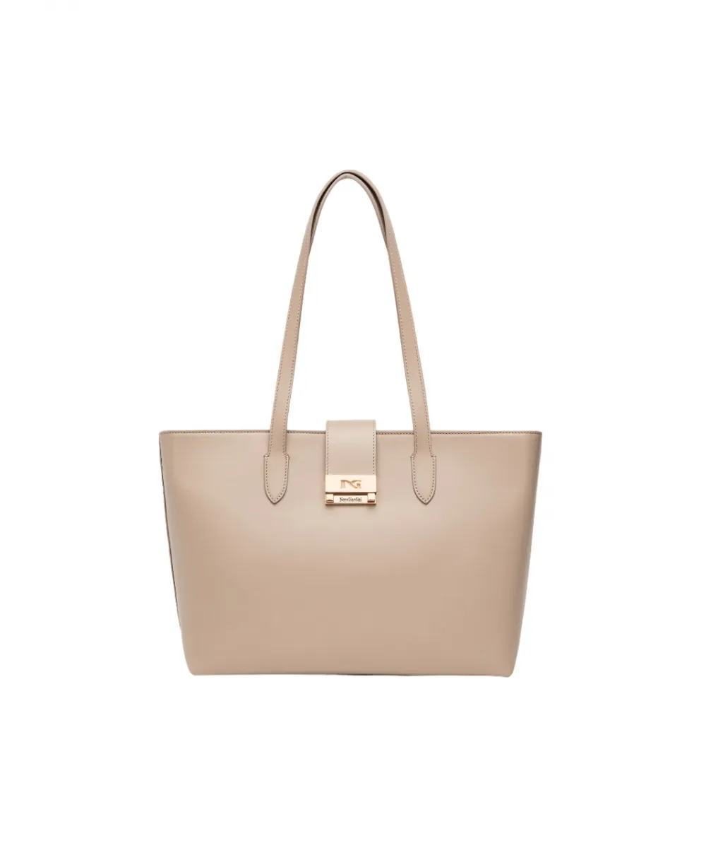 Borsa Tote In Pelle Tortora