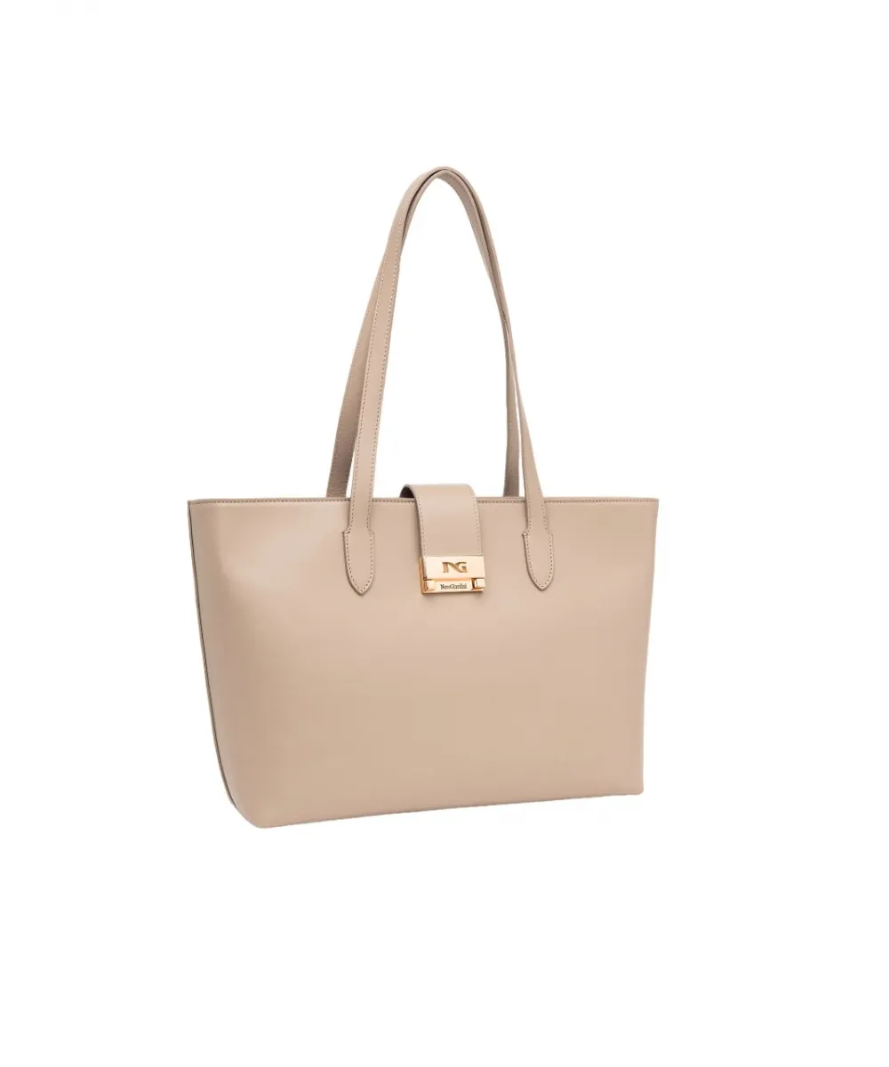 Borsa Tote In Pelle Tortora