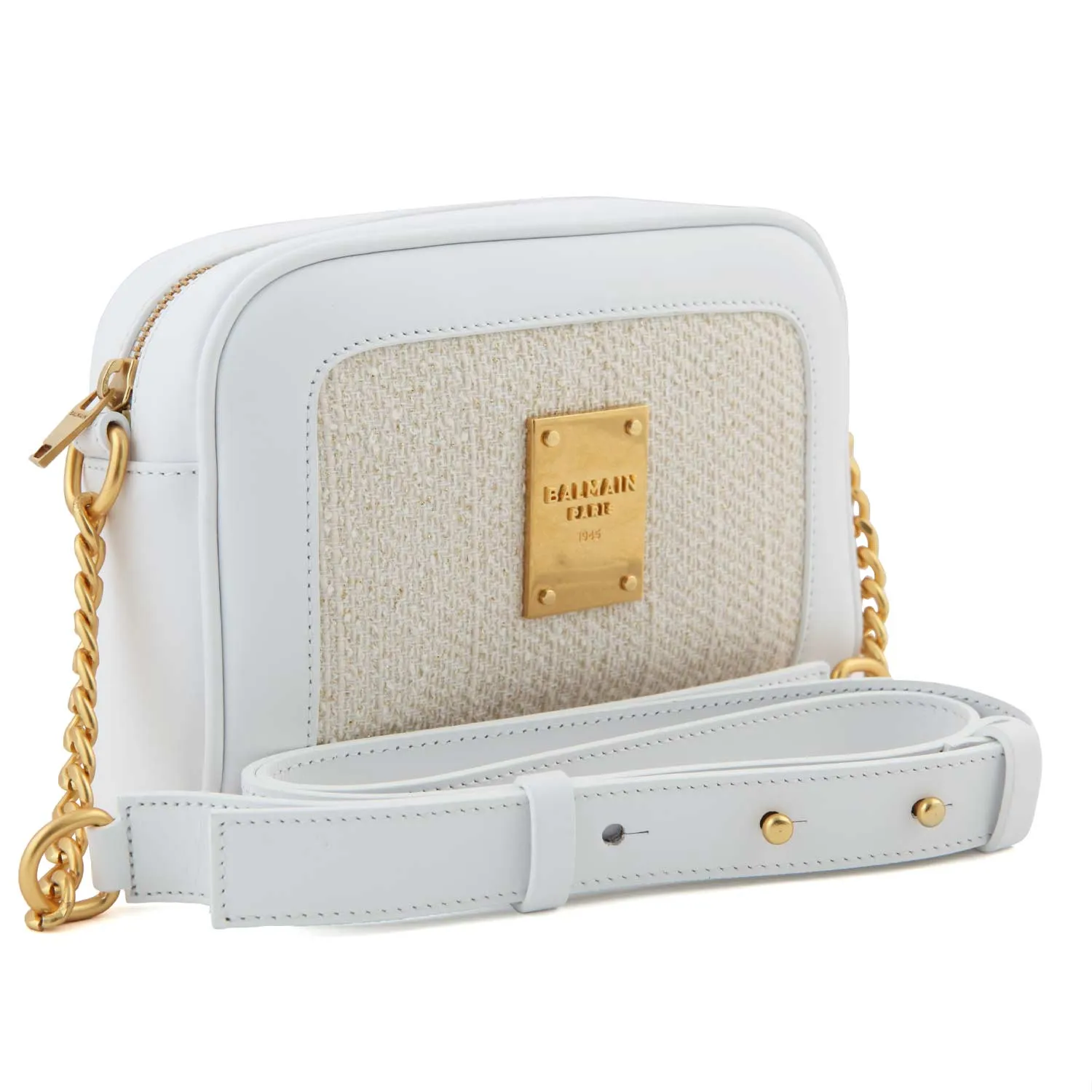 Borsa Tracolla Rettangolare Bianca E Oro