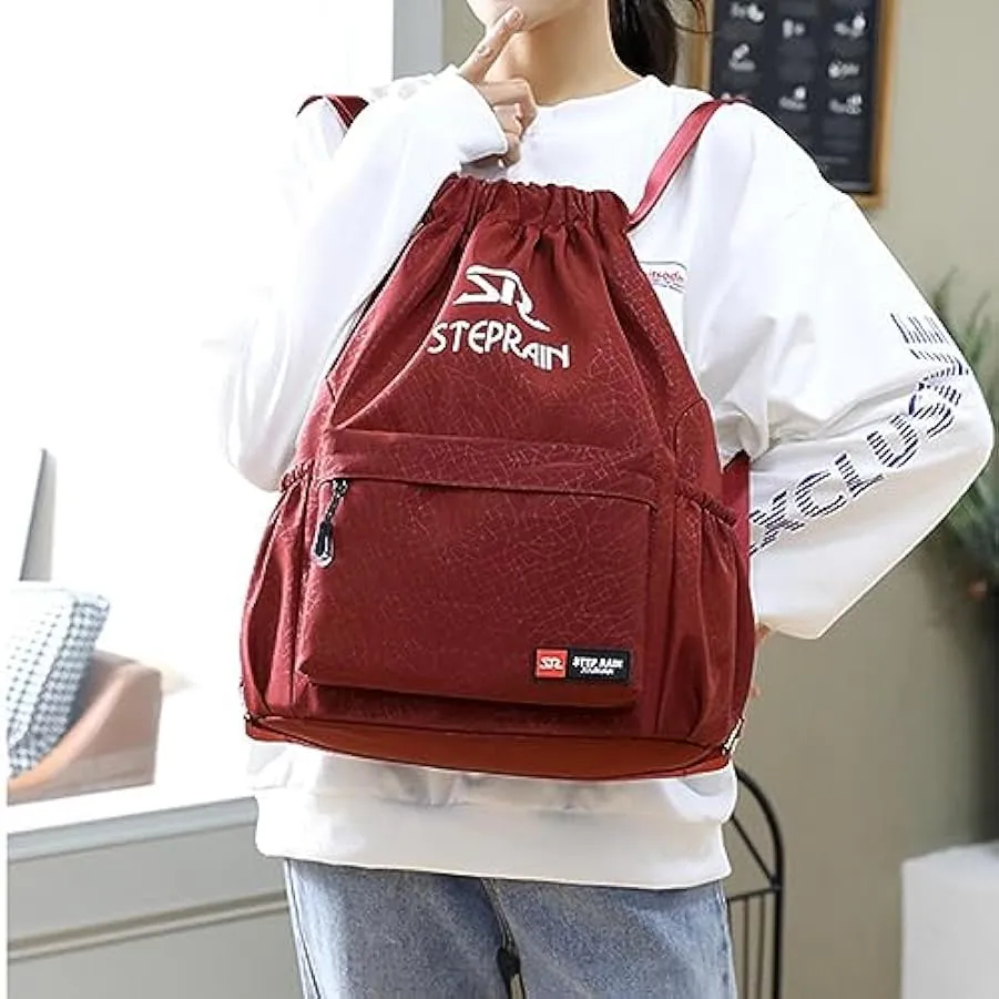 Borsa zaino con coulisse, borsa da viaggio ergonomica per palestra in nylon, borsa sportiva da palestra a prova di perdite, bors