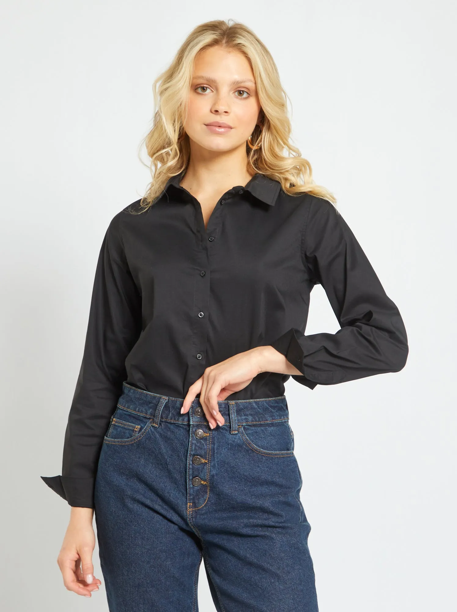 Camicia effetto fit collo italiano - nero
