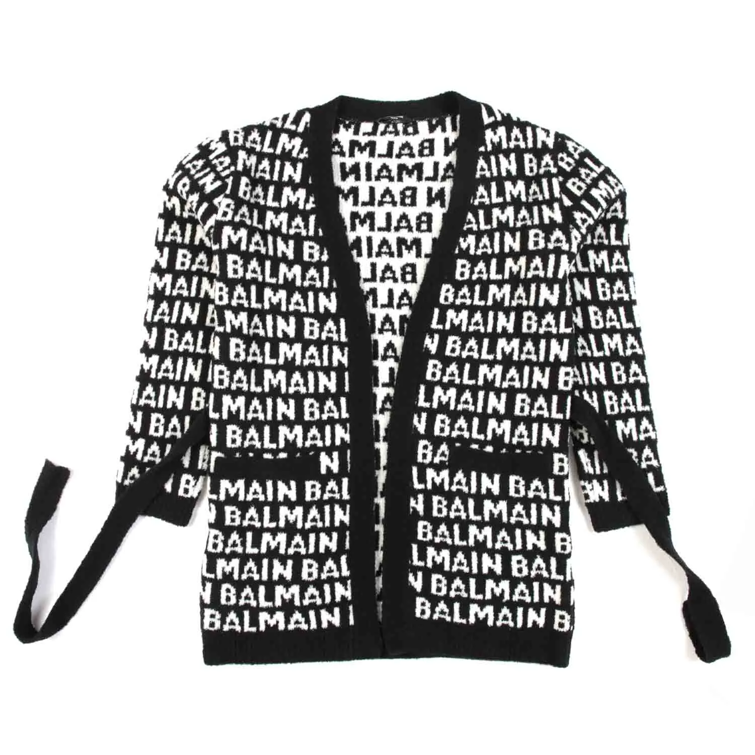 Cardigan Oversize Nero E Bianco Con Cinta