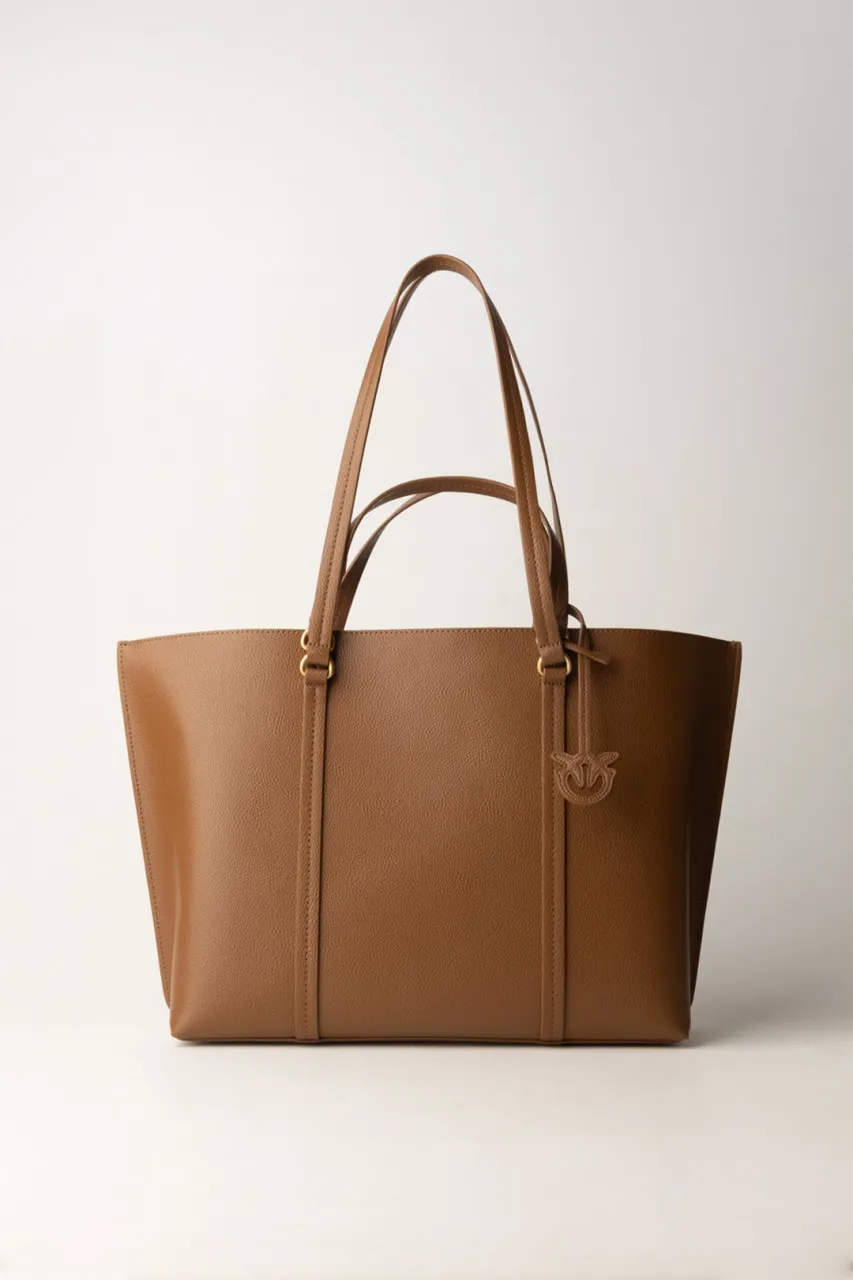 Carrie shopper bag MARRONE - LEONE-ANTIQUE GOLD