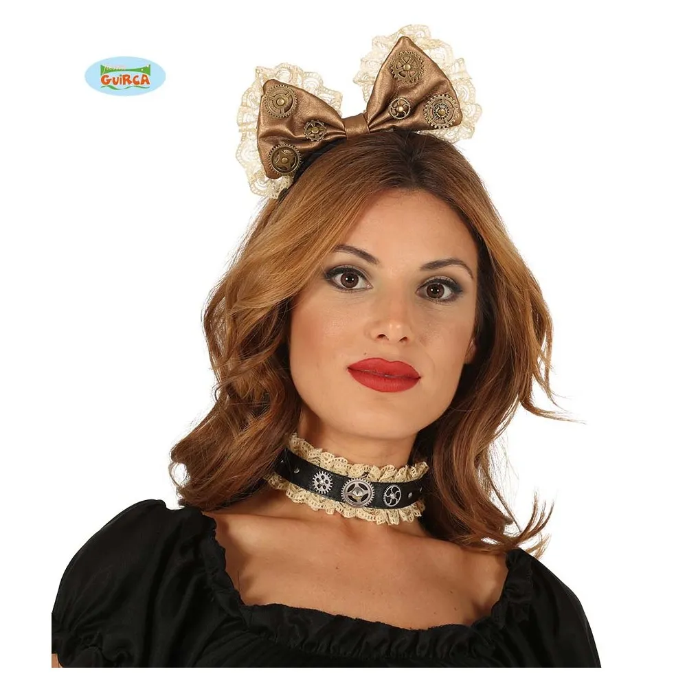 Cerchietto Steampunk con fiocco da Donna per Carnevale e per Halloween