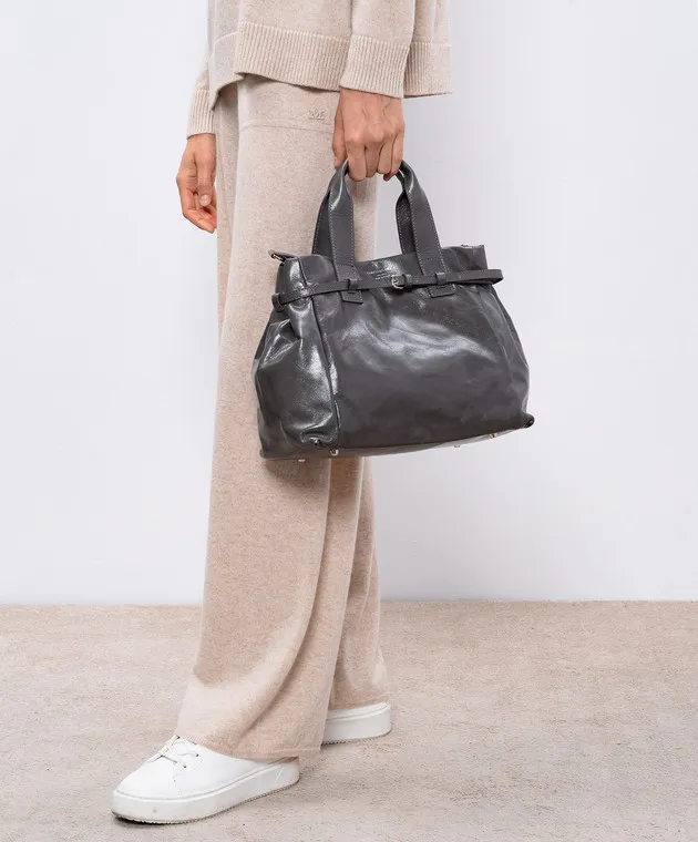 Christian Villa Borsa tote in pelle grigia lucida 6145