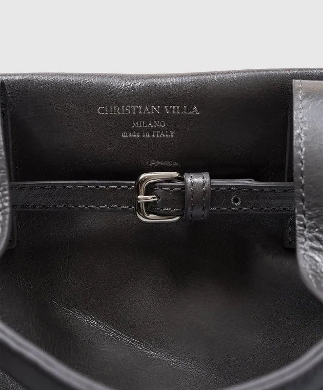 Christian Villa Borsa tote in pelle grigia lucida 6145