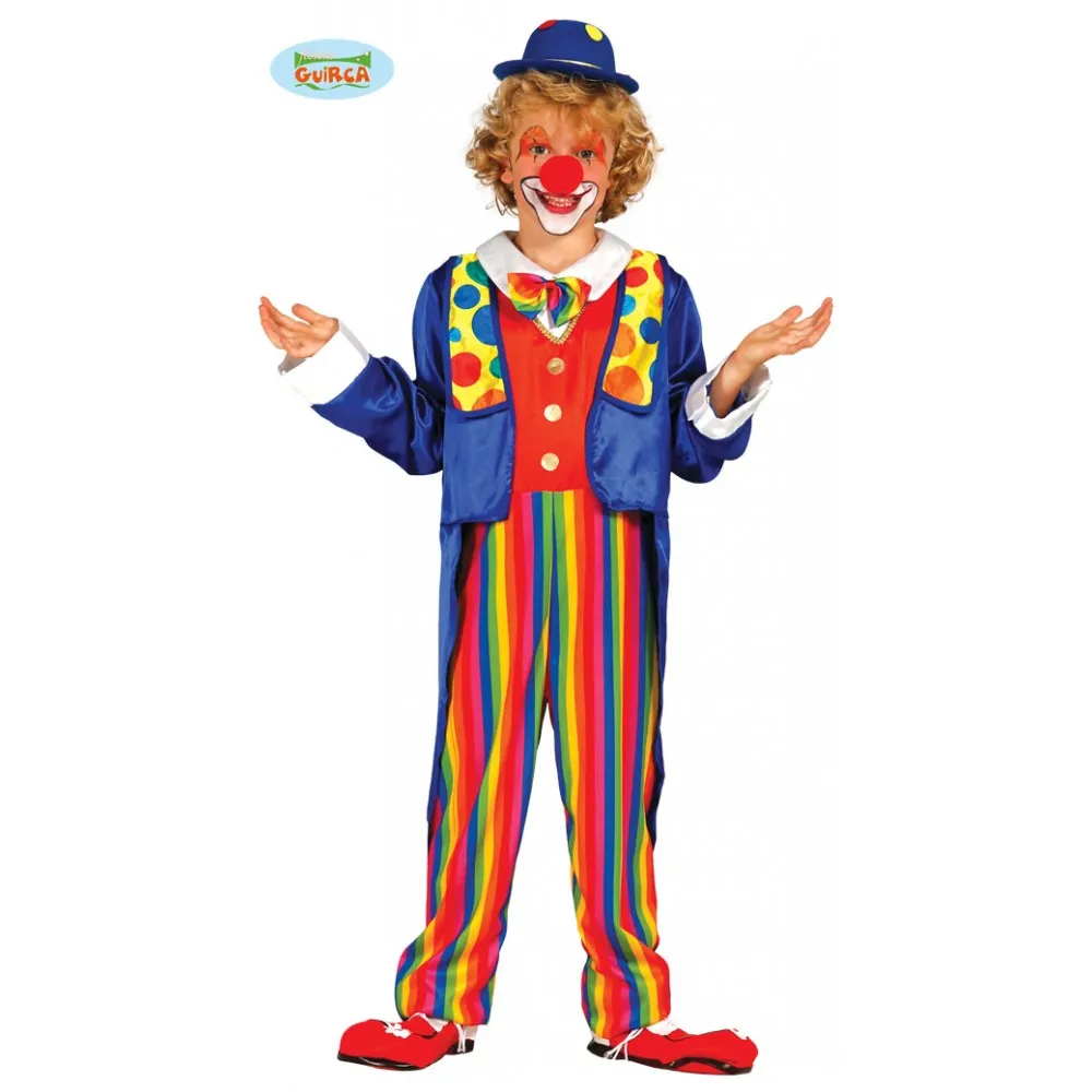 Costume Bimbo 5/6  Anni Clown Pagliaccio Circo Carnevale Travestimento Halloween Pois