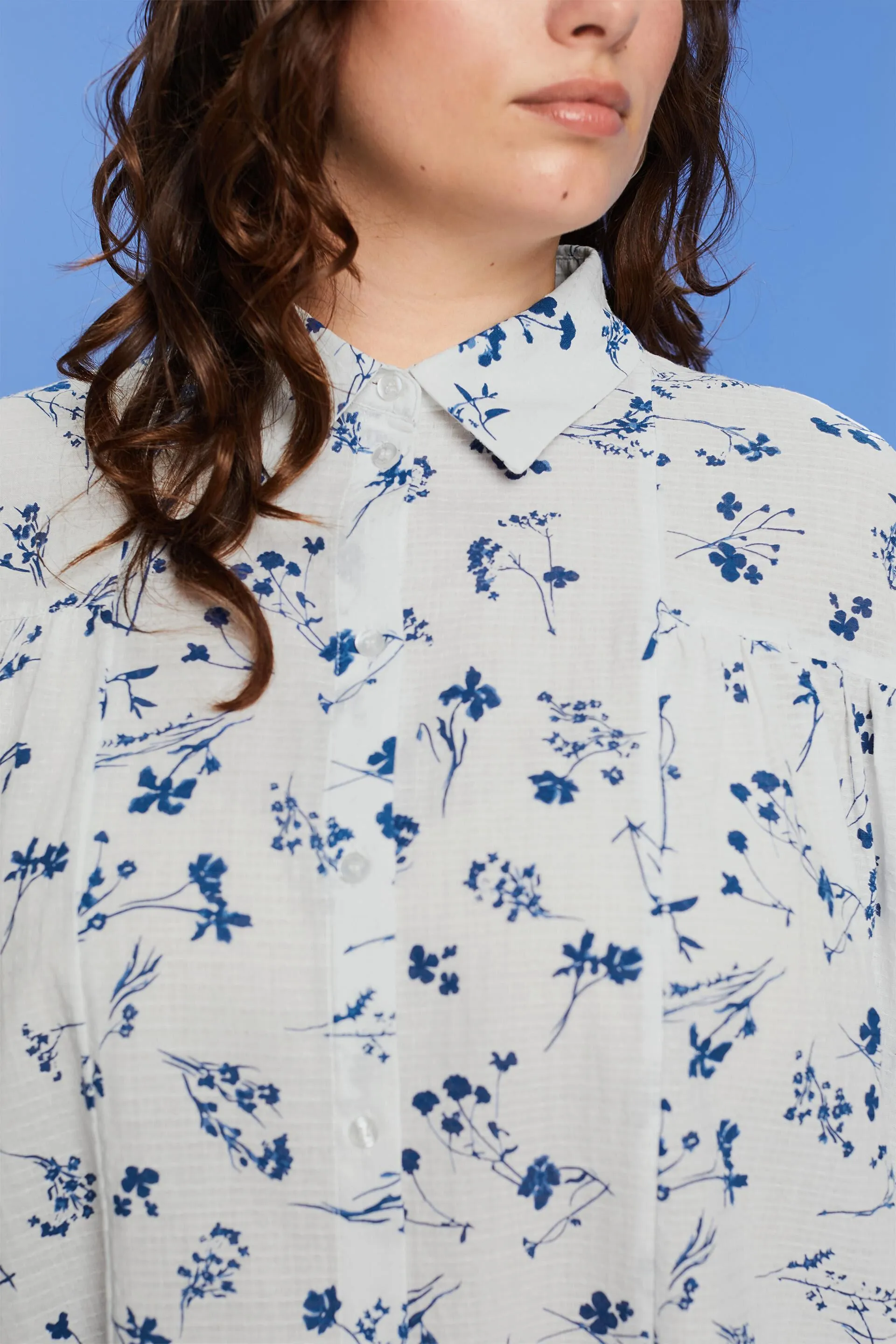 CURVY Camicia blusata oversize, 100% cotone