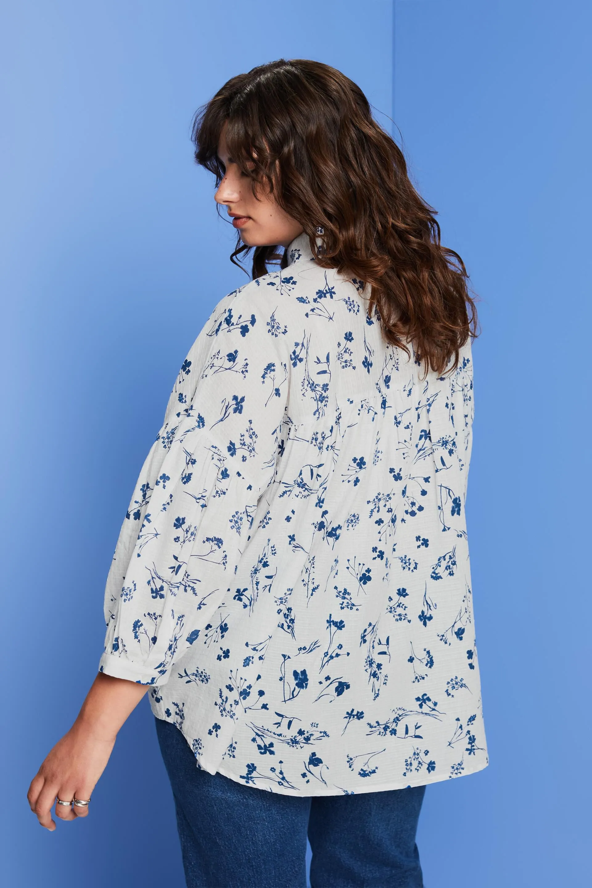 CURVY Camicia blusata oversize, 100% cotone