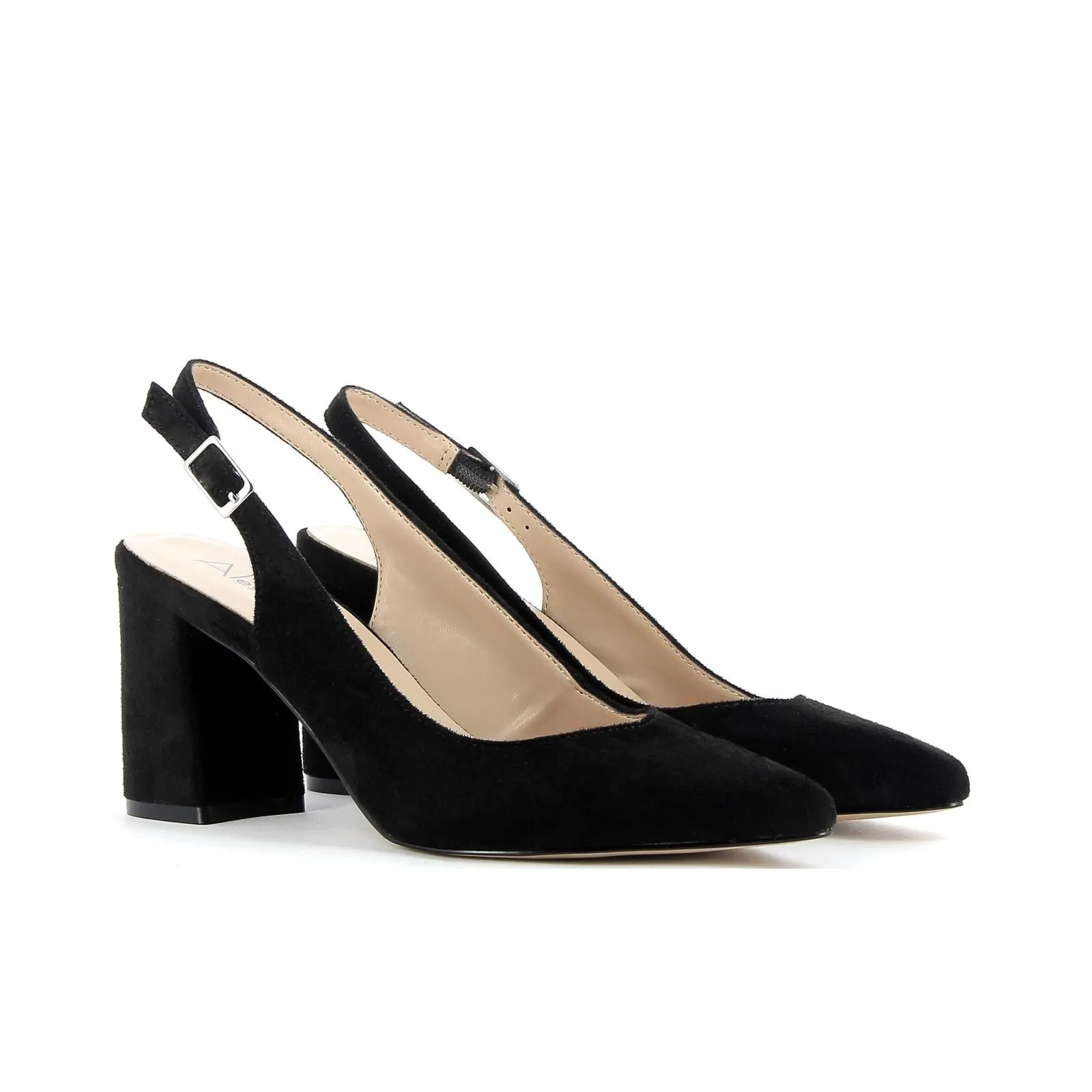 Decolletè slingback nere con tacco largo