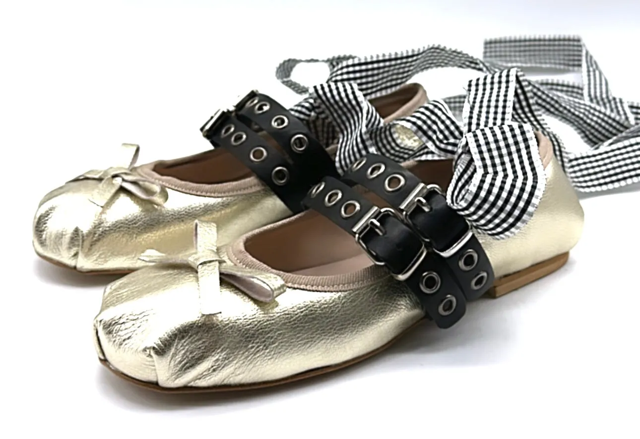 Divine Follie - Ballerina alla schiava gold con fibbie gold