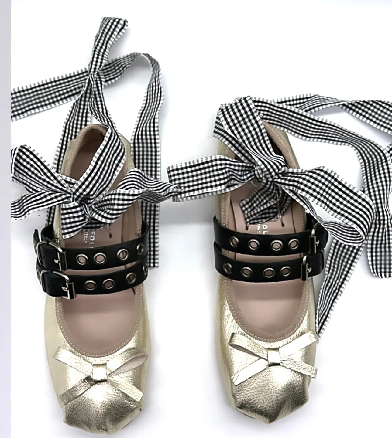 Divine Follie - Ballerina alla schiava gold con fibbie gold