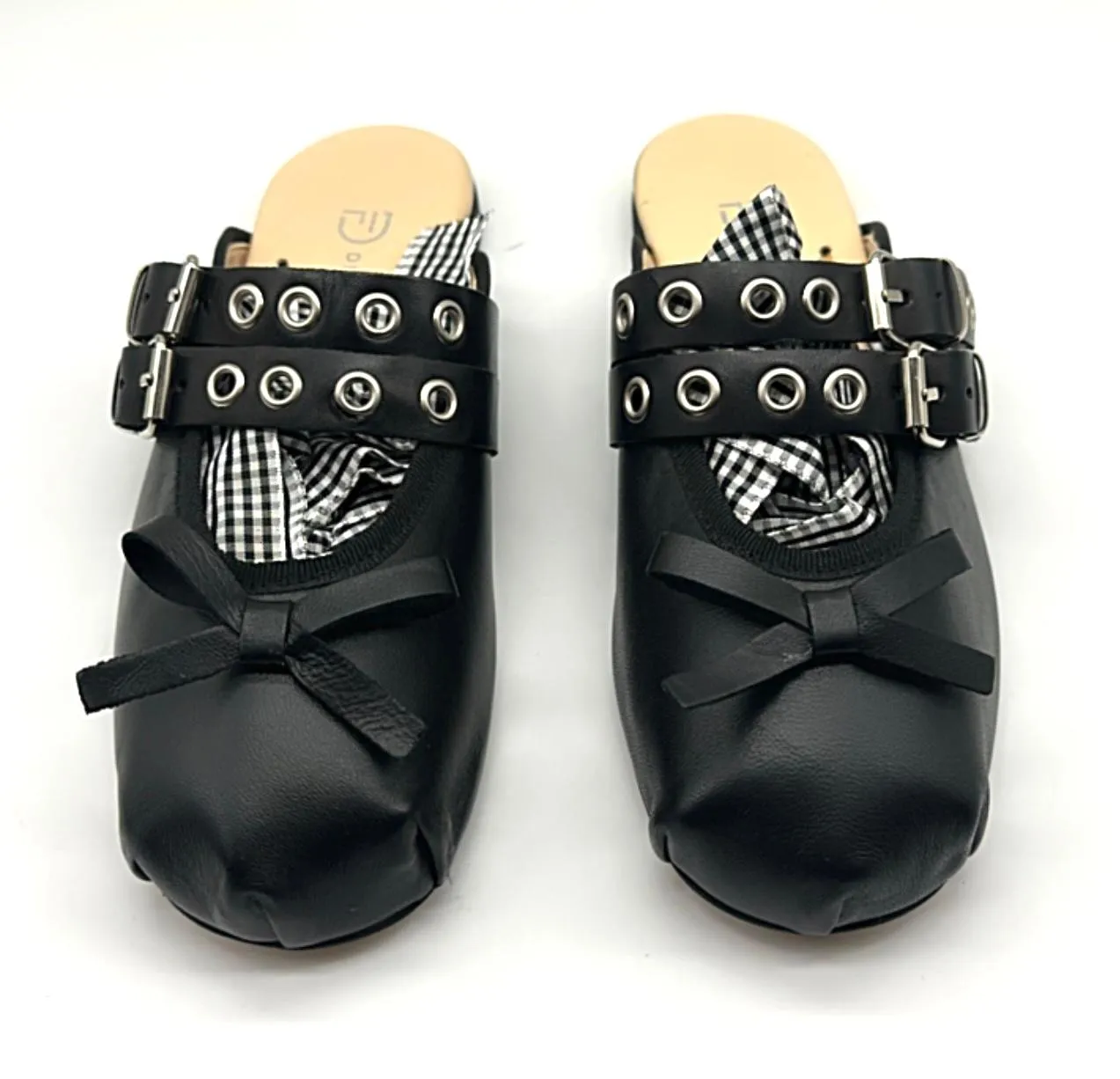 Divine Follie - Ballerina Flat alla schiava Black nastro Vichy