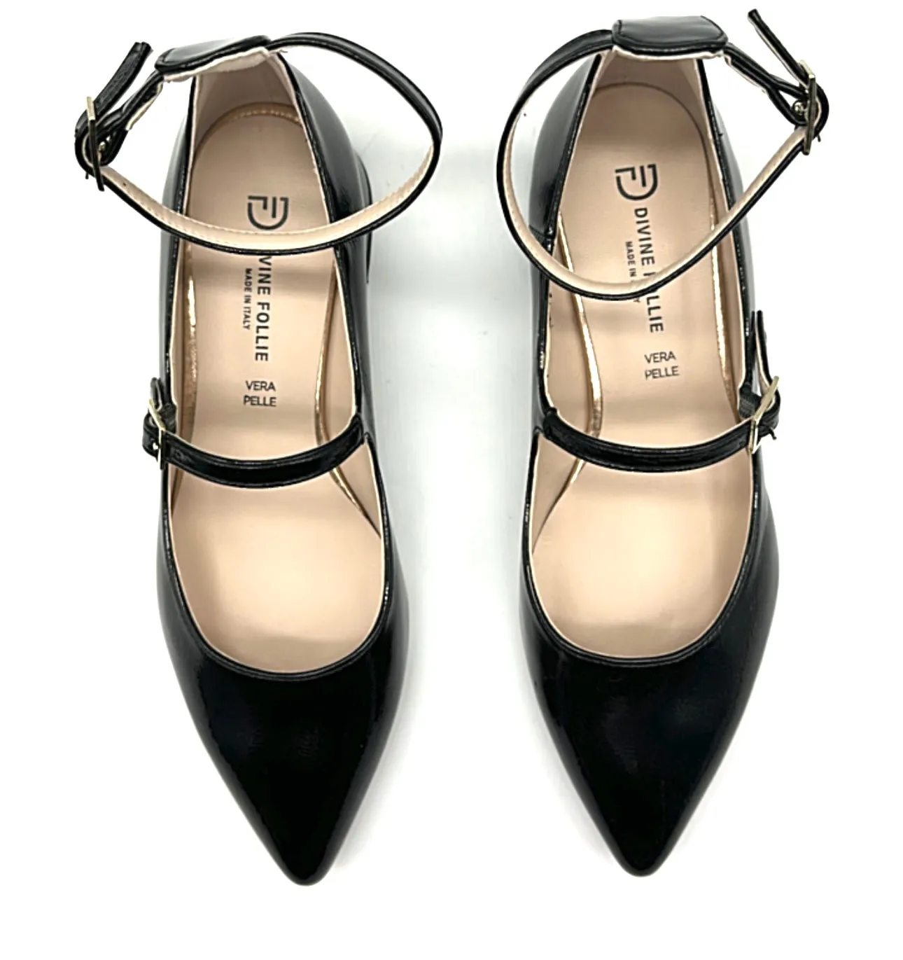 Divine Follie - Ballerina in vernice con tacco nera
