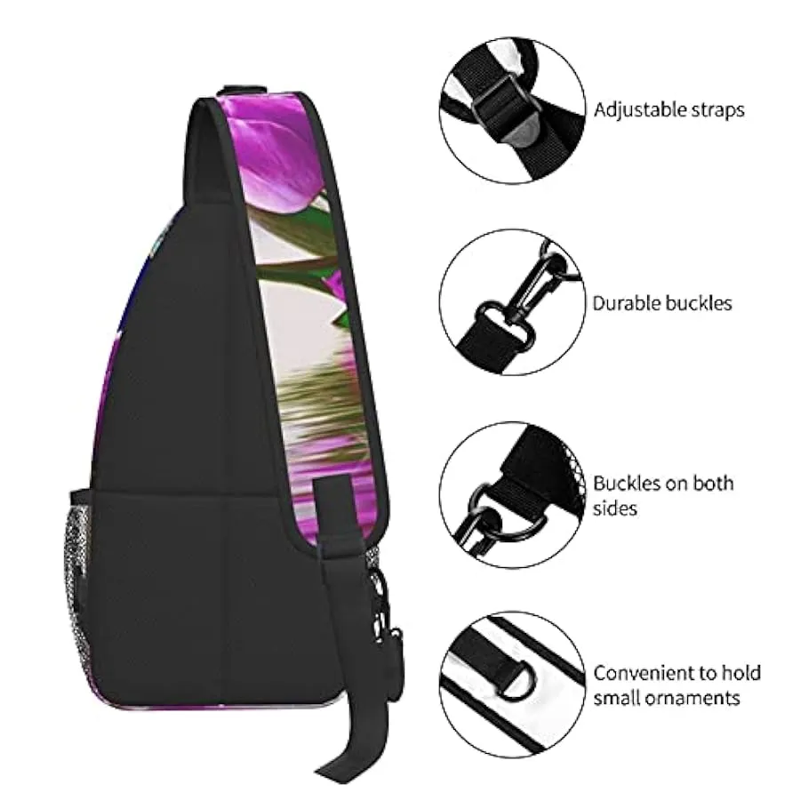 DJNGN Borsa a tracolla con tulipano viola, borsa a tracolla, zaino da trekking all’aperto per il fine settimana, adatto per uomi