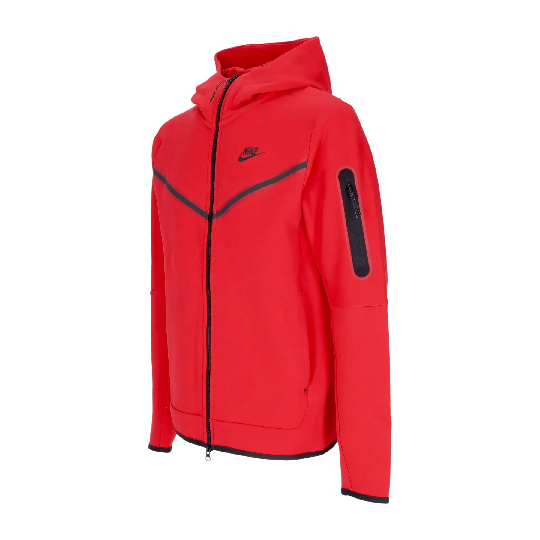Felpa Leggera Cappuccio Zip Uomo Sportswear Tech Fleece Hoodie University Red/black