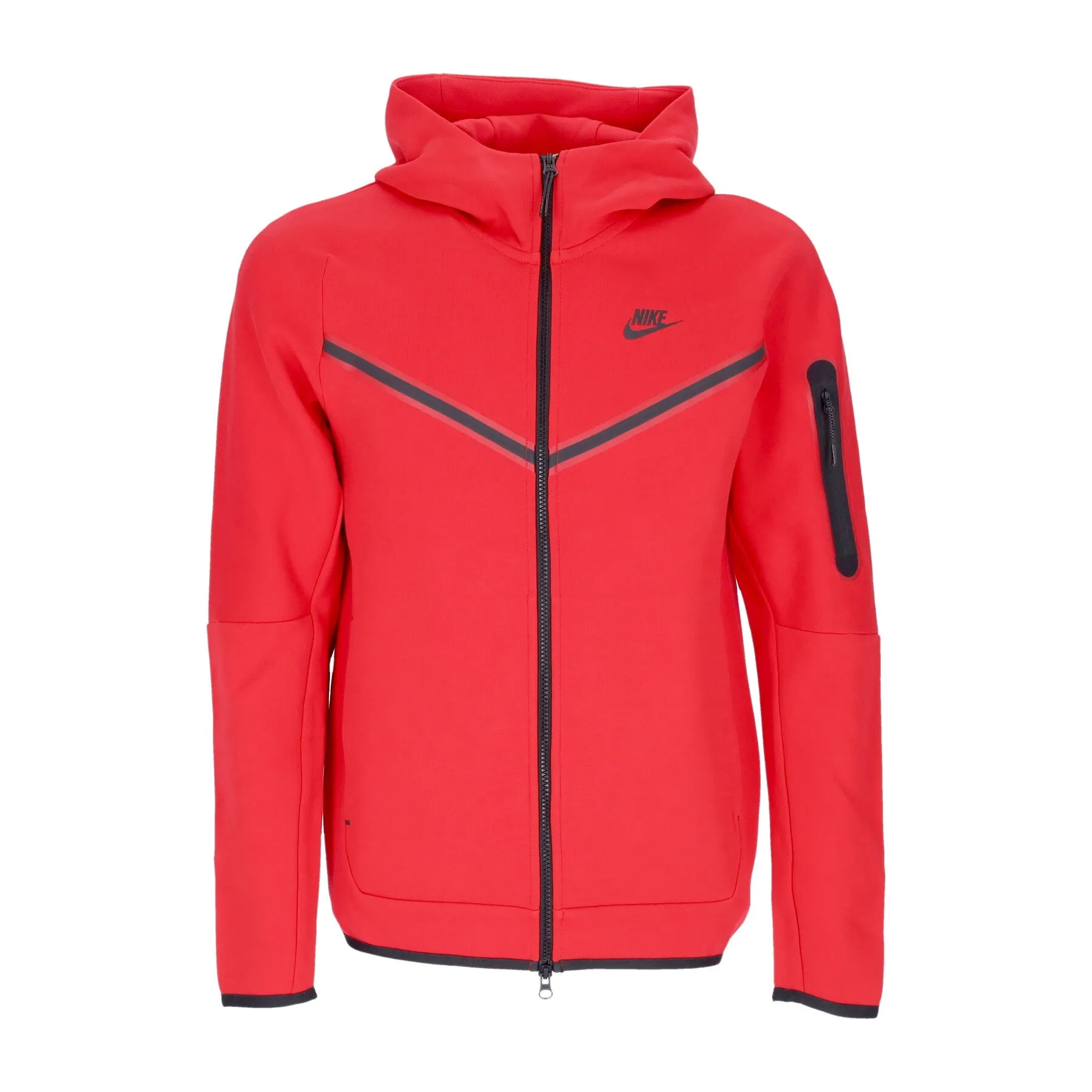 Felpa Leggera Cappuccio Zip Uomo Sportswear Tech Fleece Hoodie University Red/black