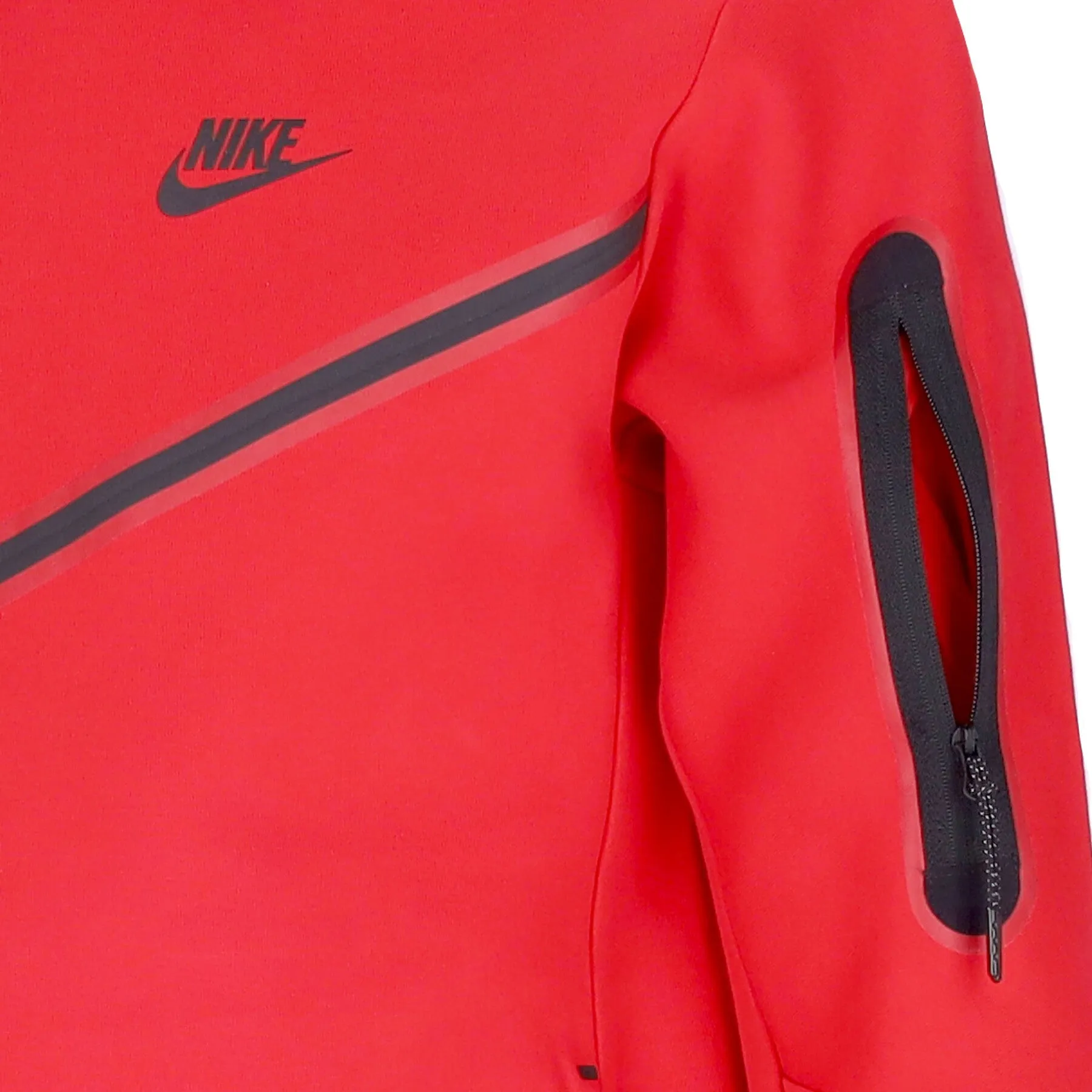 Felpa Leggera Cappuccio Zip Uomo Sportswear Tech Fleece Hoodie University Red/black
