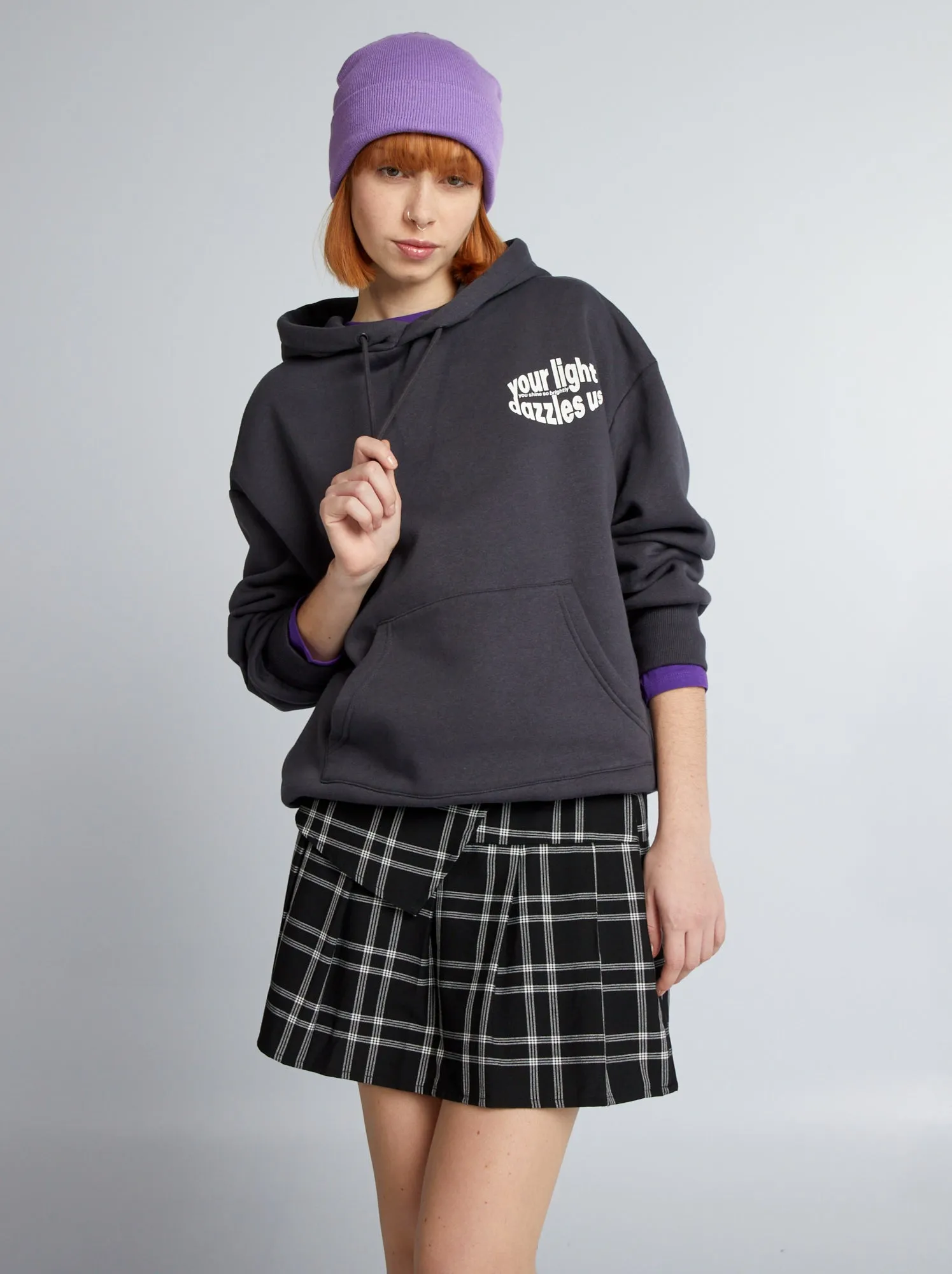 Felpa oversize con cappuccio stampata - NERO