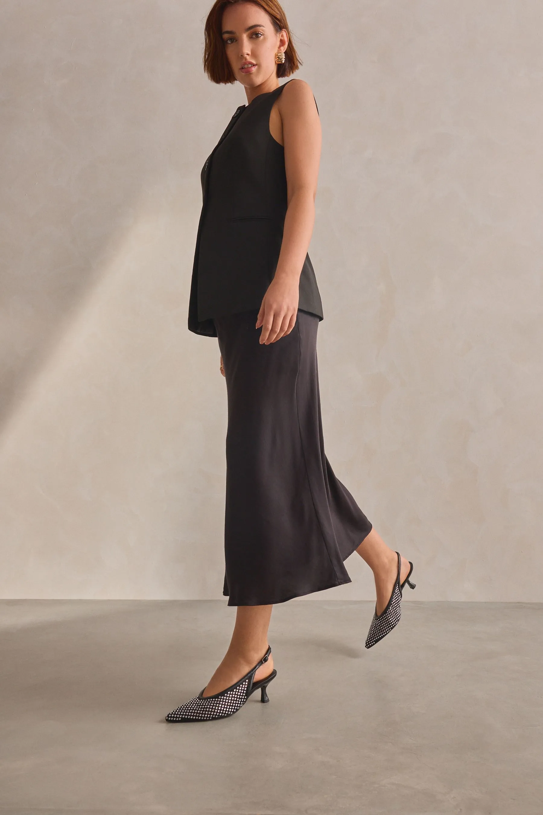 Forever Comfort® - Scarpe in rete gioiello con tacco e cinturino posteriore