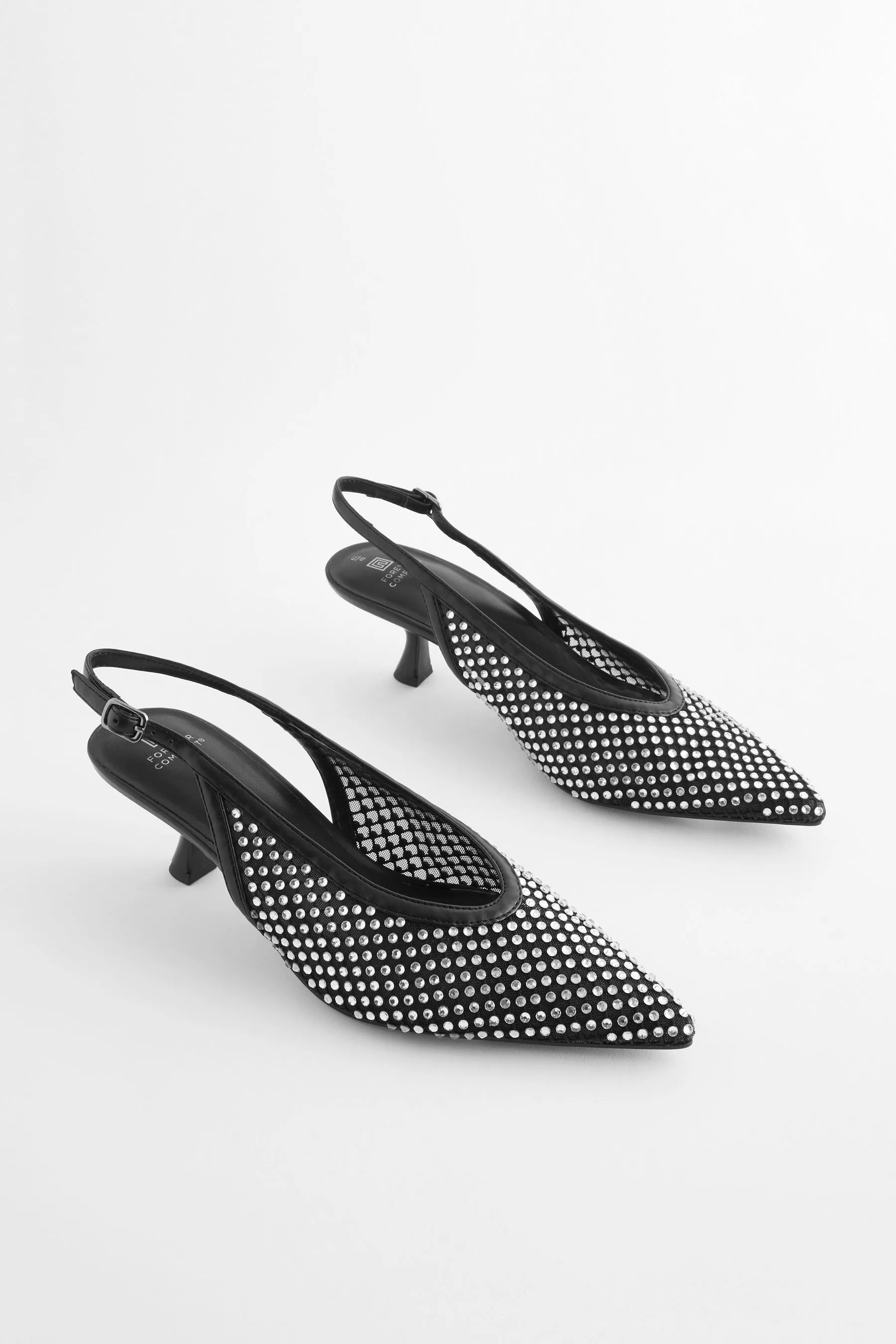 Forever Comfort® - Scarpe in rete gioiello con tacco e cinturino posteriore