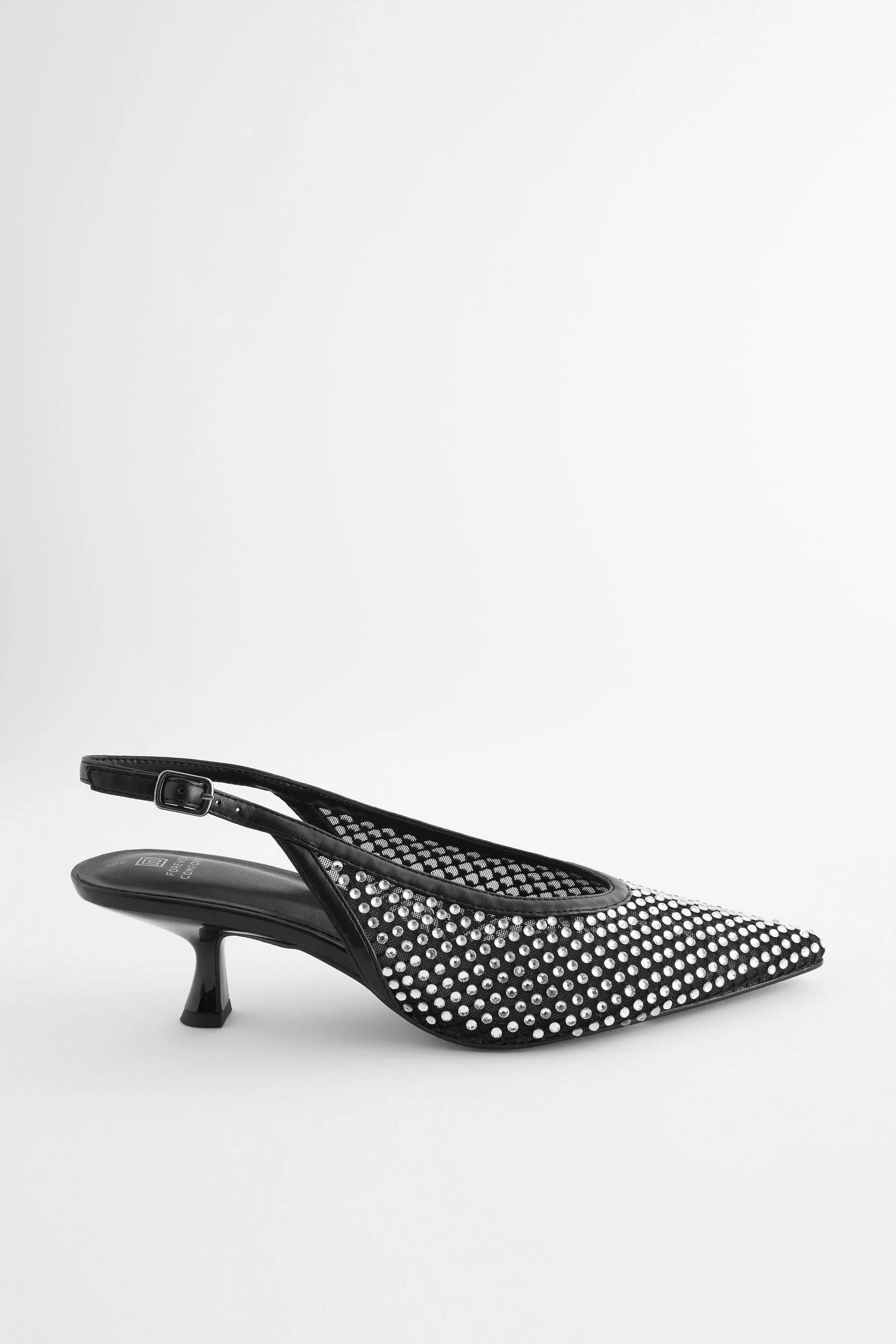 Forever Comfort® - Scarpe in rete gioiello con tacco e cinturino posteriore