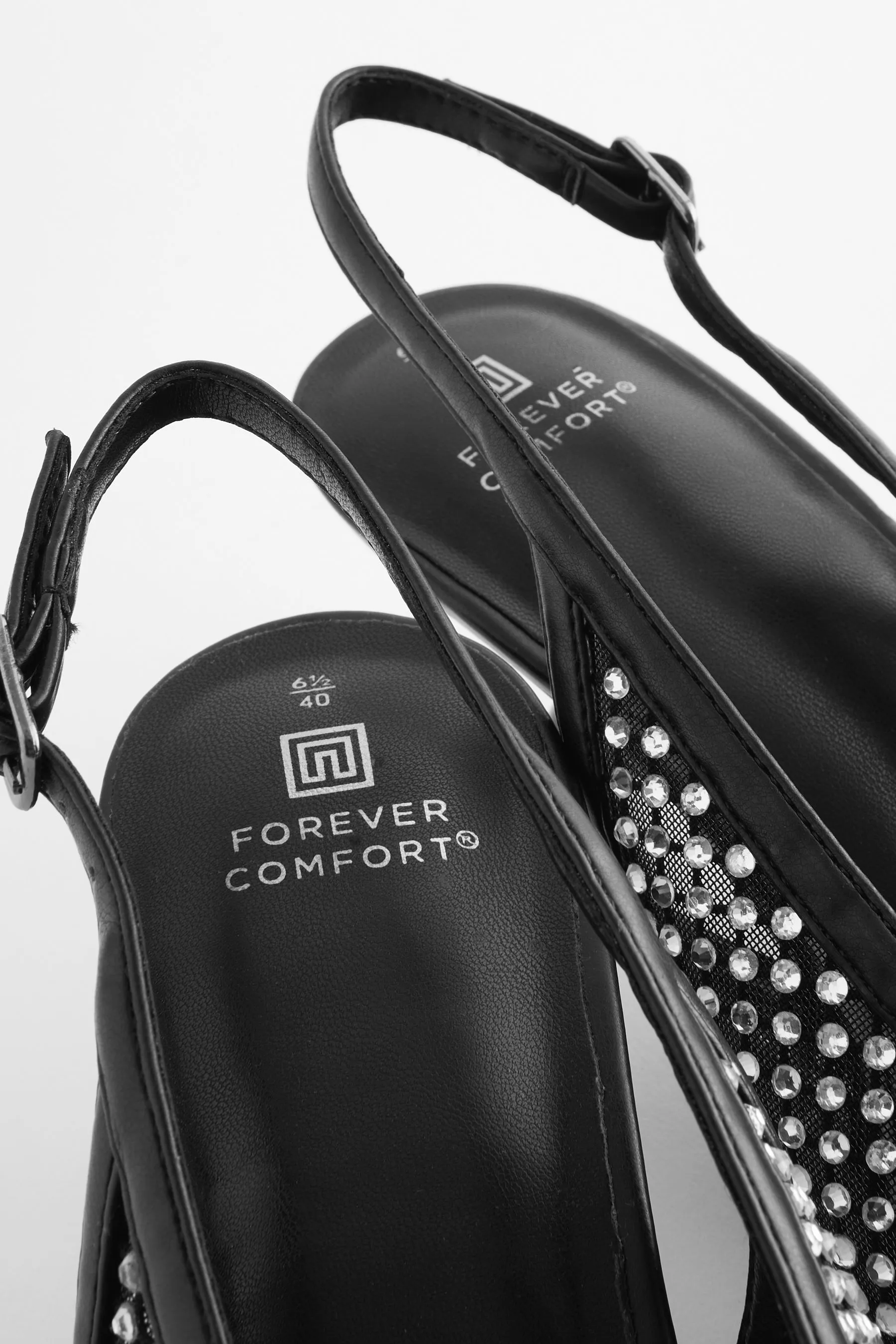 Forever Comfort® - Scarpe in rete gioiello con tacco e cinturino posteriore