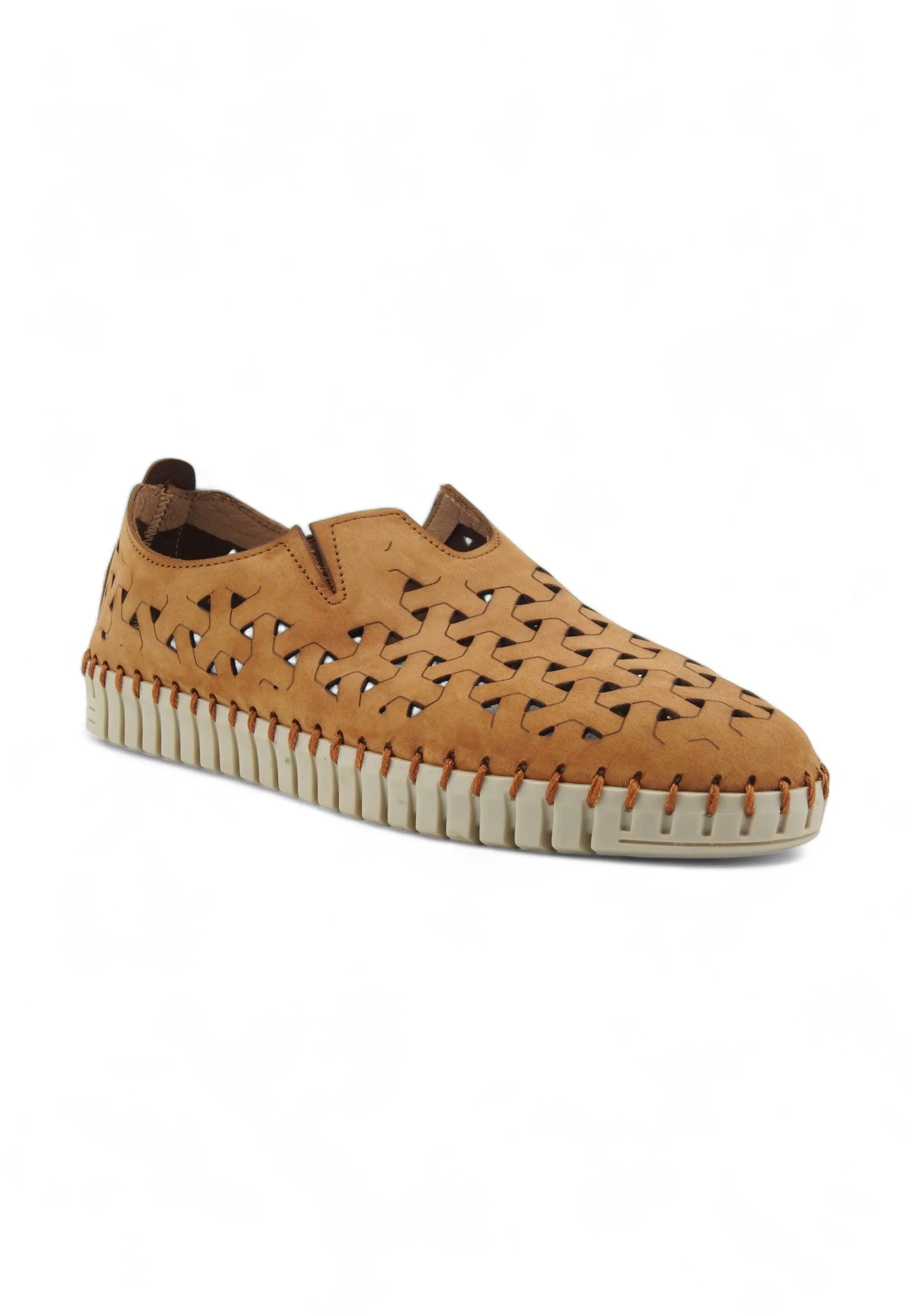 FRAU Nabuck Sneaker Slip On Traforato Donna Caramel Marrone 52F069