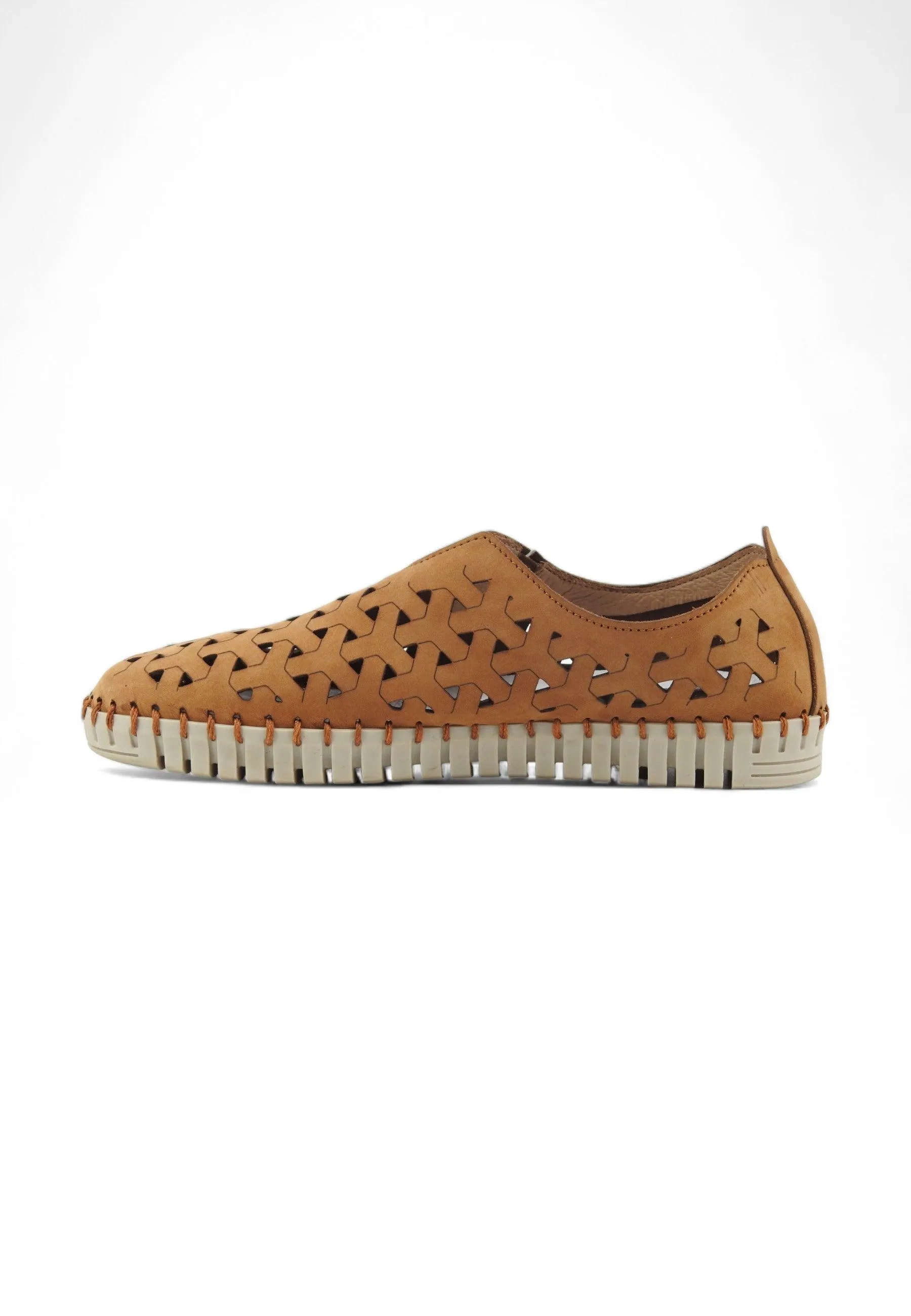 FRAU Nabuck Sneaker Slip On Traforato Donna Caramel Marrone 52F069