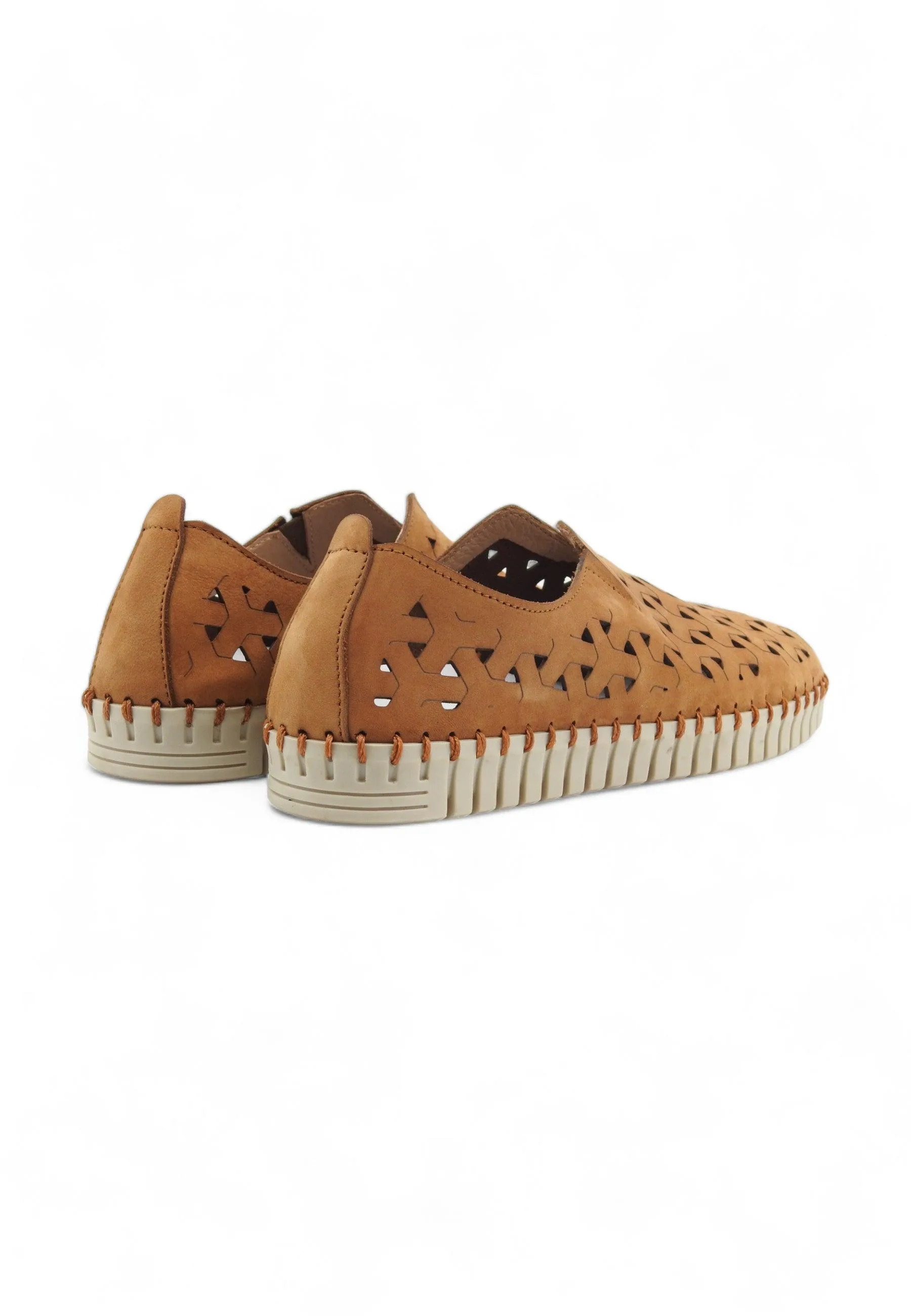 FRAU Nabuck Sneaker Slip On Traforato Donna Caramel Marrone 52F069