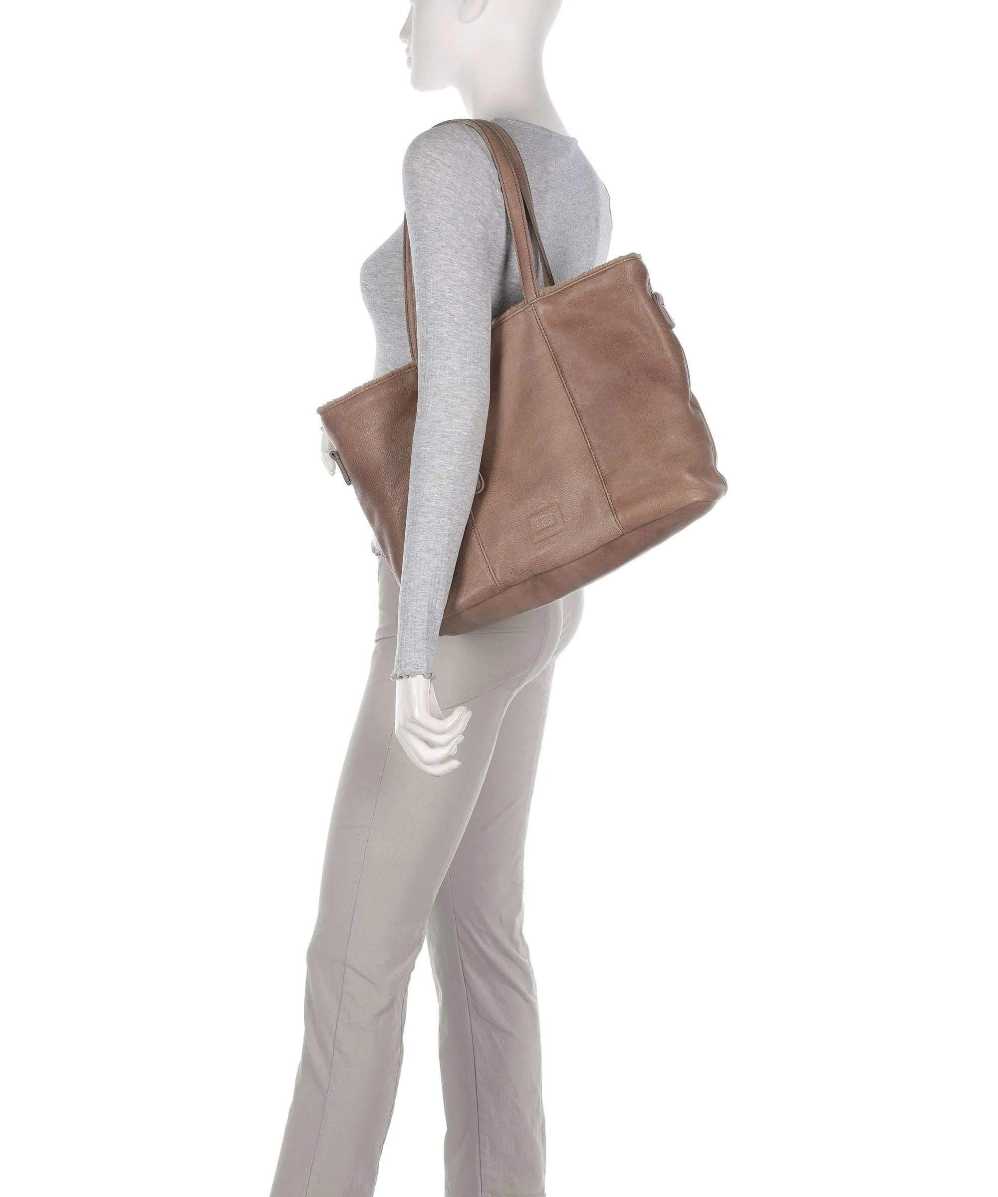  FredsBruder Inside Out Borsa shopper pelle granulata taupe  