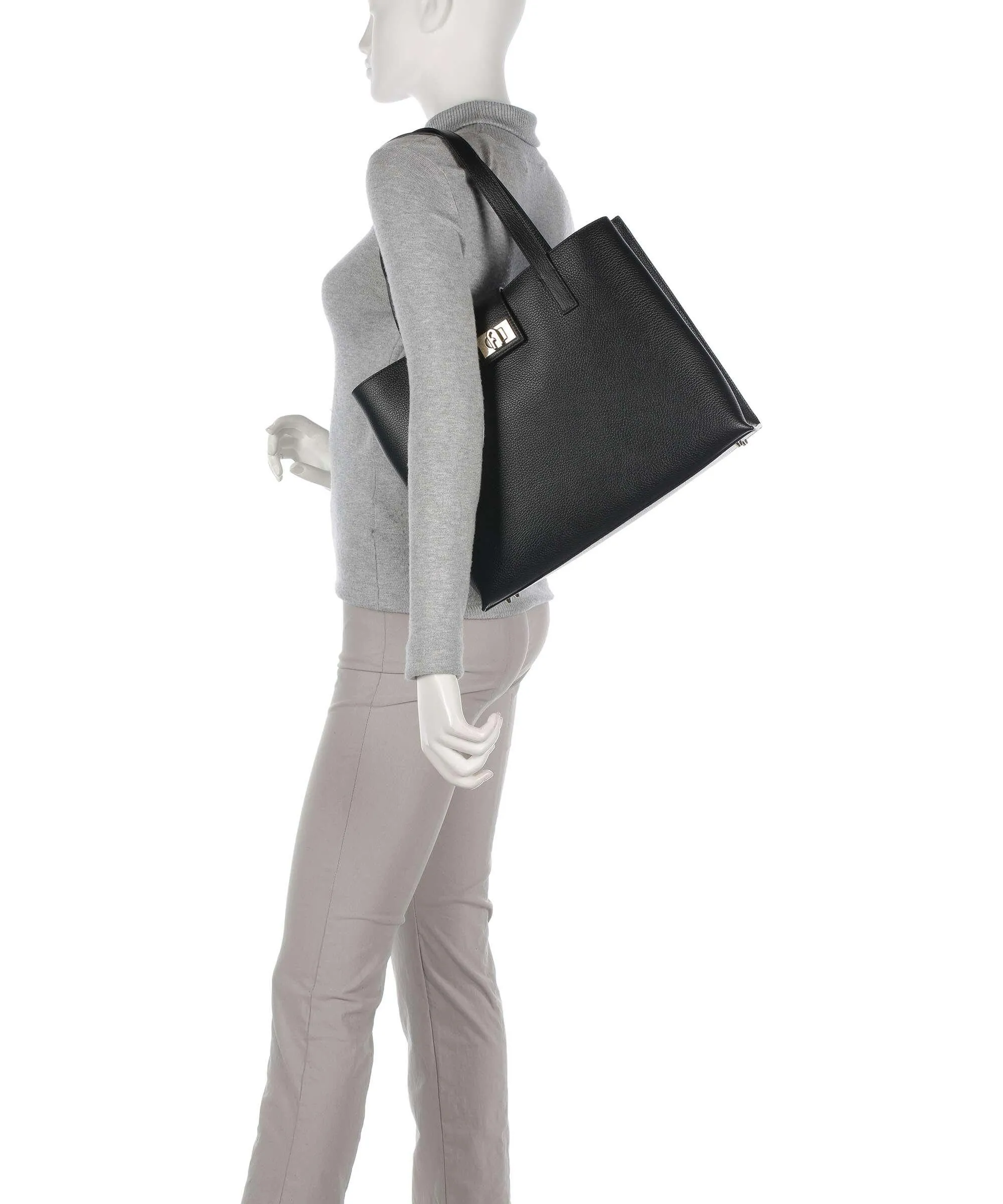  Furla 1927 L Borsa shopper pelle granulata nero  
