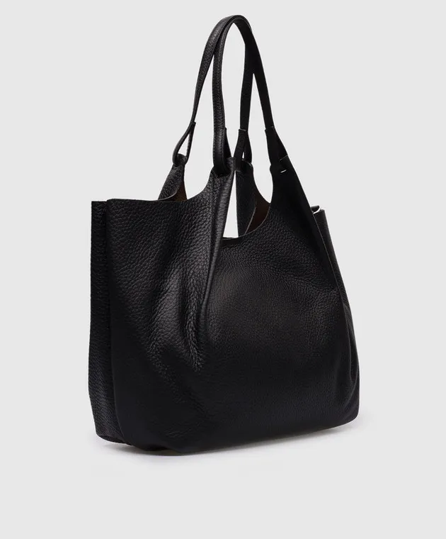 Gianni Chiarini Borsa tote DUA in pelle nera con stampa logo BS9720RNGDBL