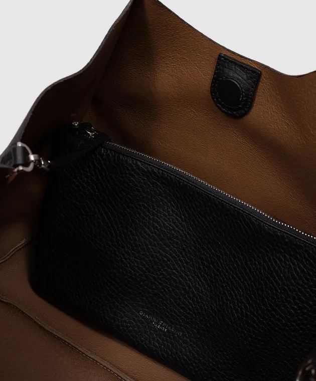 Gianni Chiarini Borsa tote DUA in pelle nera con stampa logo BS9720RNGDBL