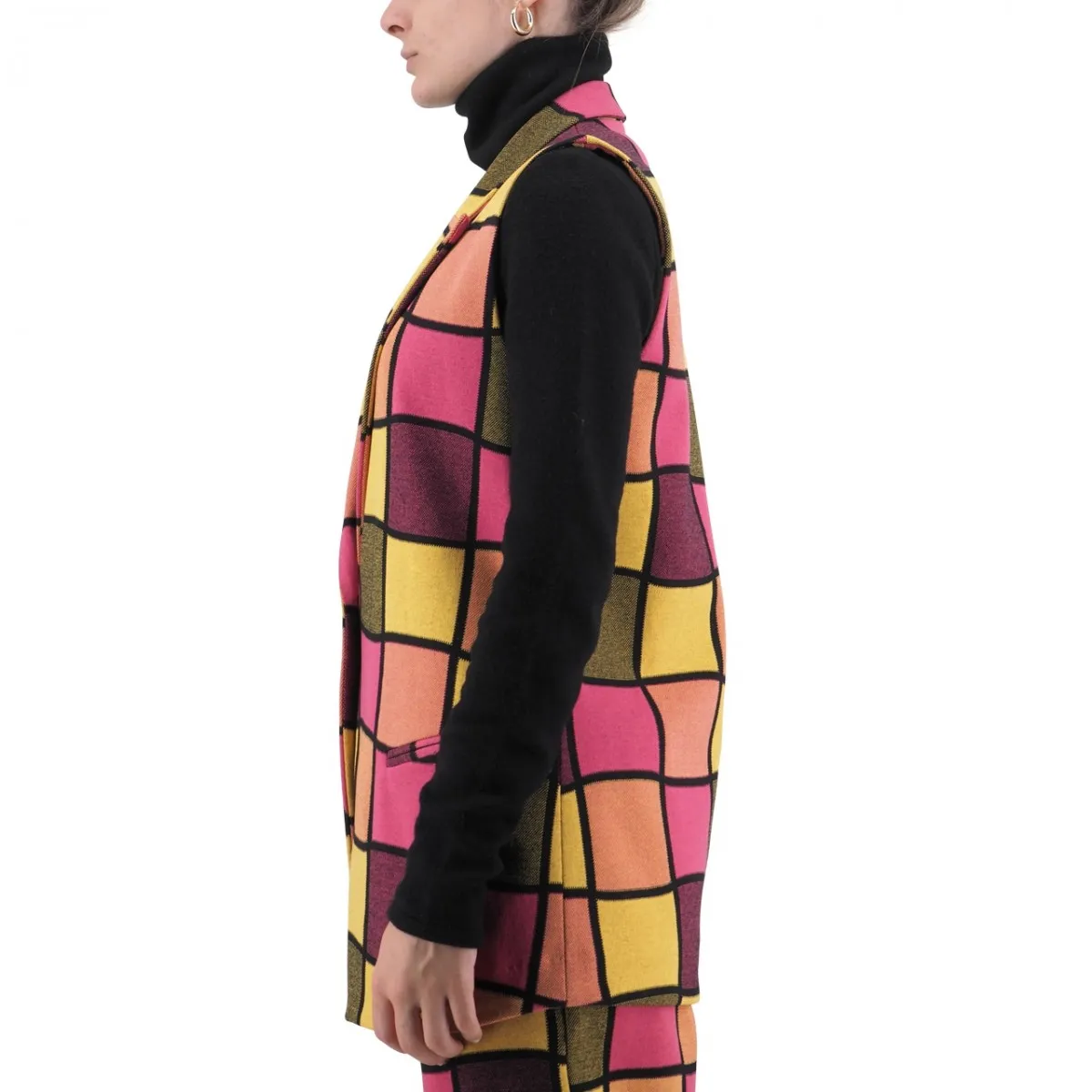 Gilet a Quadri Lime Fuxia