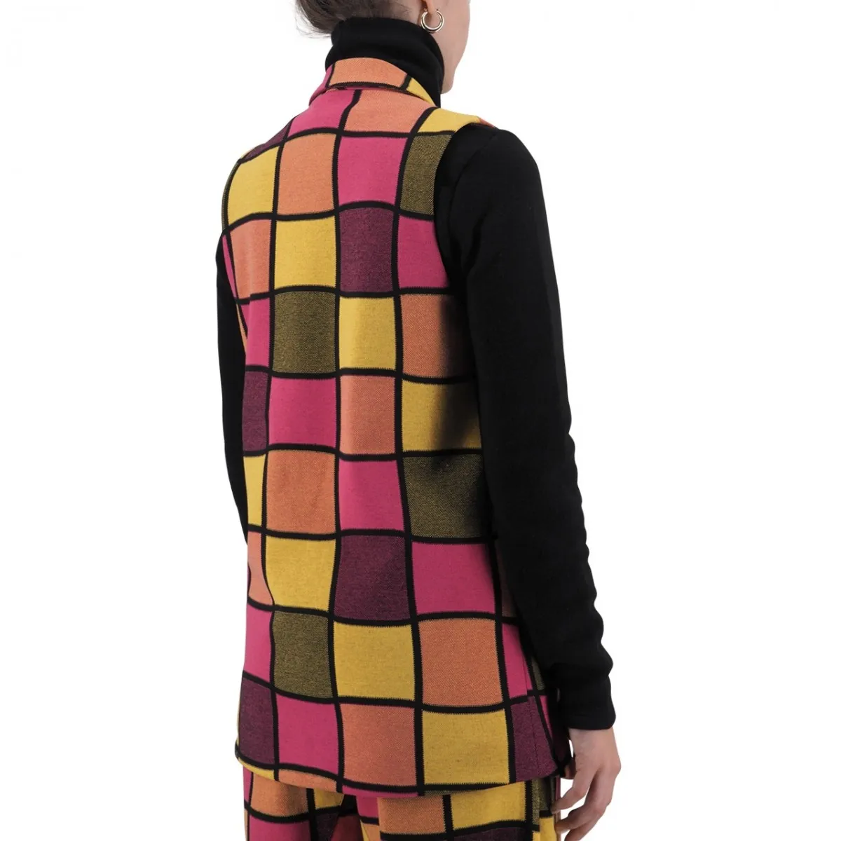 Gilet a Quadri Lime Fuxia
