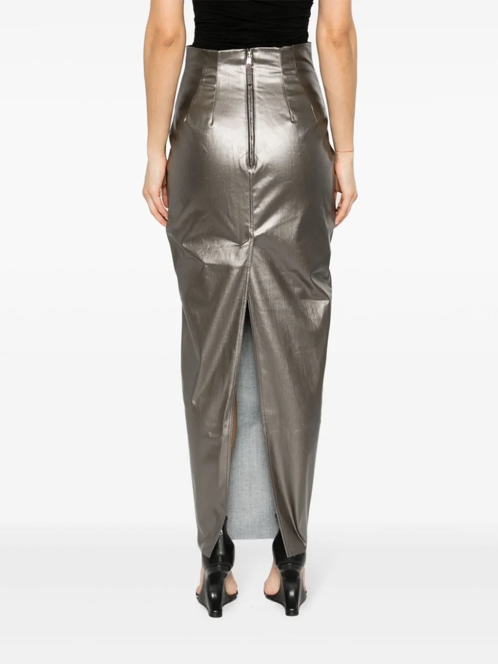 Gonna Dirt Pillar denim cerata in grigio - donna