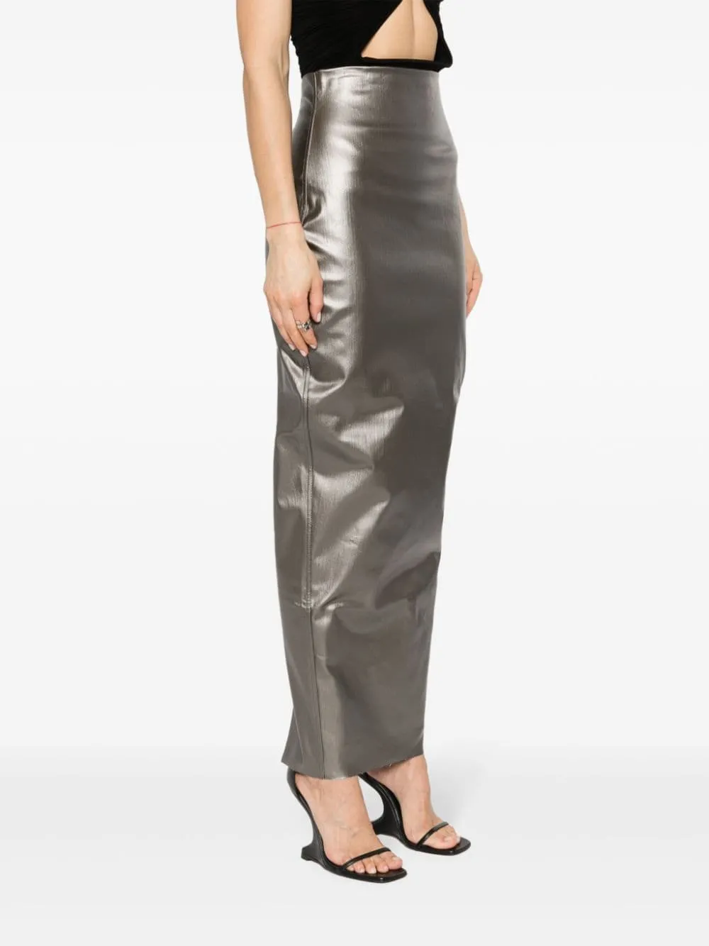 Gonna Dirt Pillar denim cerata in grigio - donna