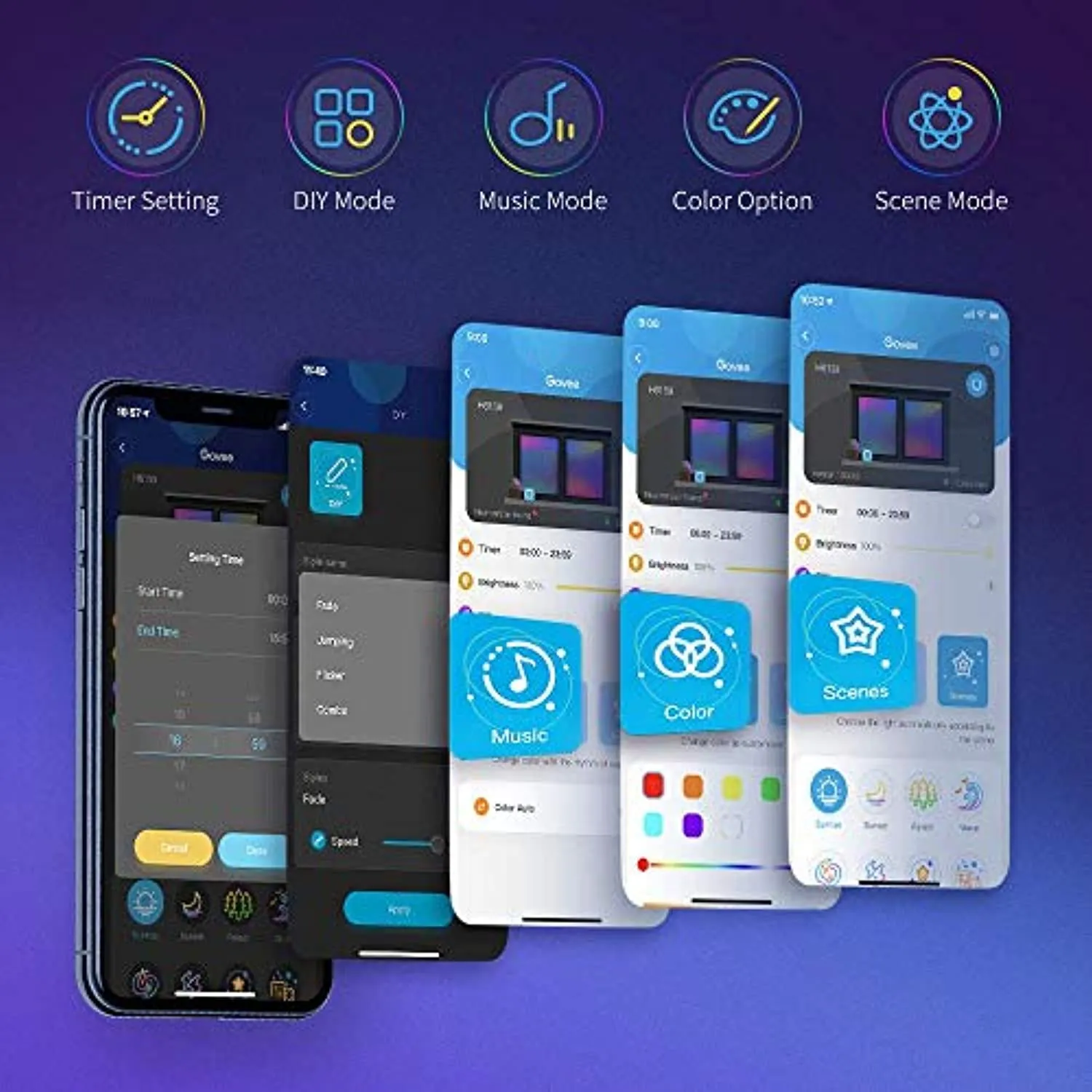 Govee Striscia LED, Smart WiFi RGB Compatibile con Alexa e Google Assistant, App Controllato Musica, Multicolore per casa, Bar, 