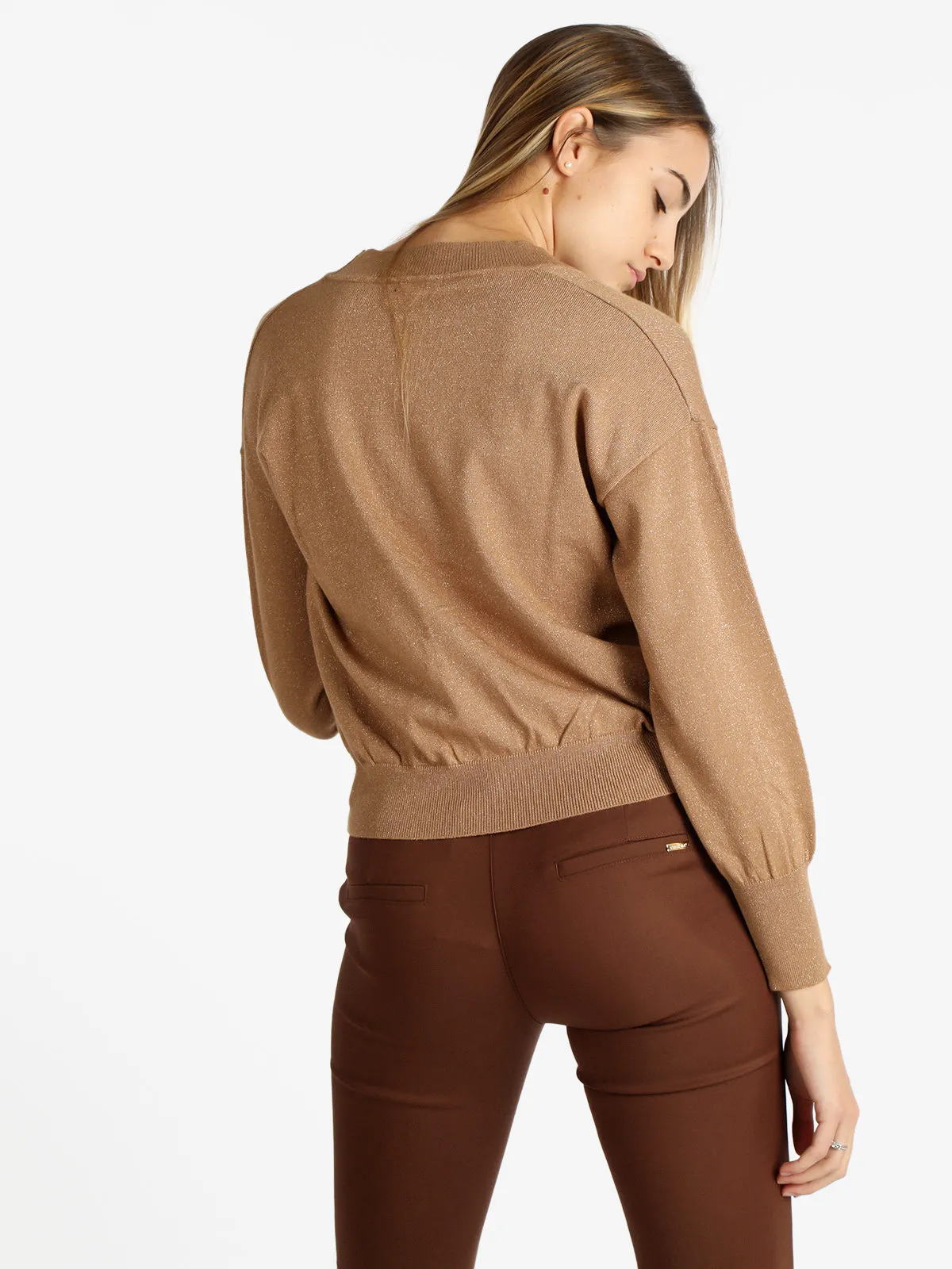 Griffai Cardigan femme oversize en lurex avec boutons