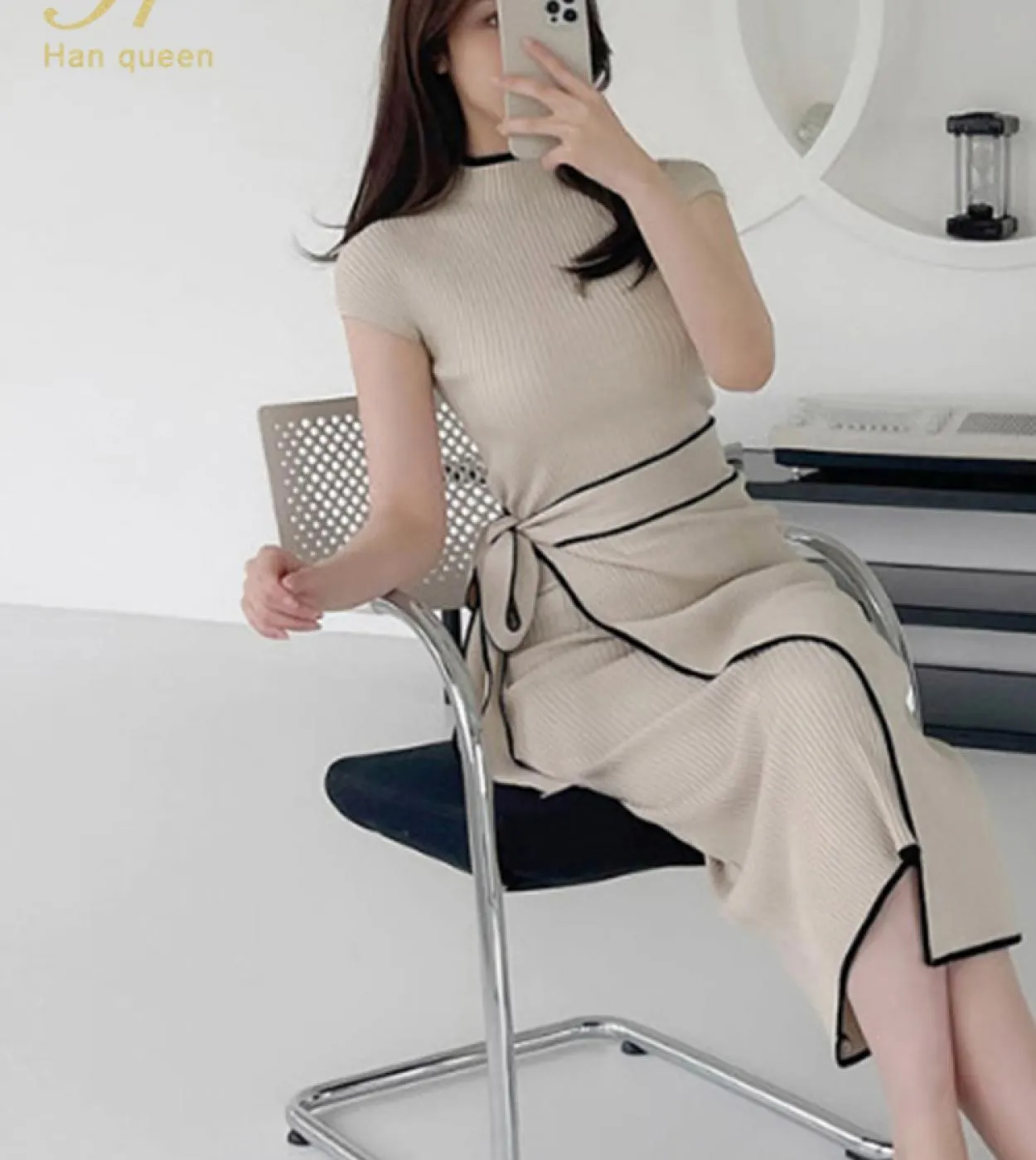 H Han Queen Primavera Estate Donna Abiti Spedizione Gratuita Ufficio Matita Abito Lavorato A Maglia Che Basa Abiti Tubino Lavoro