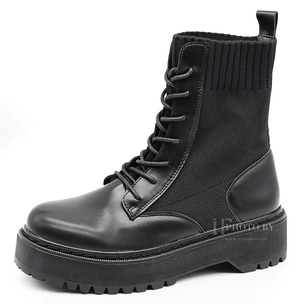 IF Fashion Anfibi Combat Stivali Alla Caviglia Da Donna Platformo Elasticizzato Traspiranti CH2026