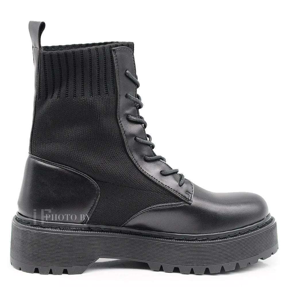IF Fashion Anfibi Combat Stivali Alla Caviglia Da Donna Platformo Elasticizzato Traspiranti CH2026