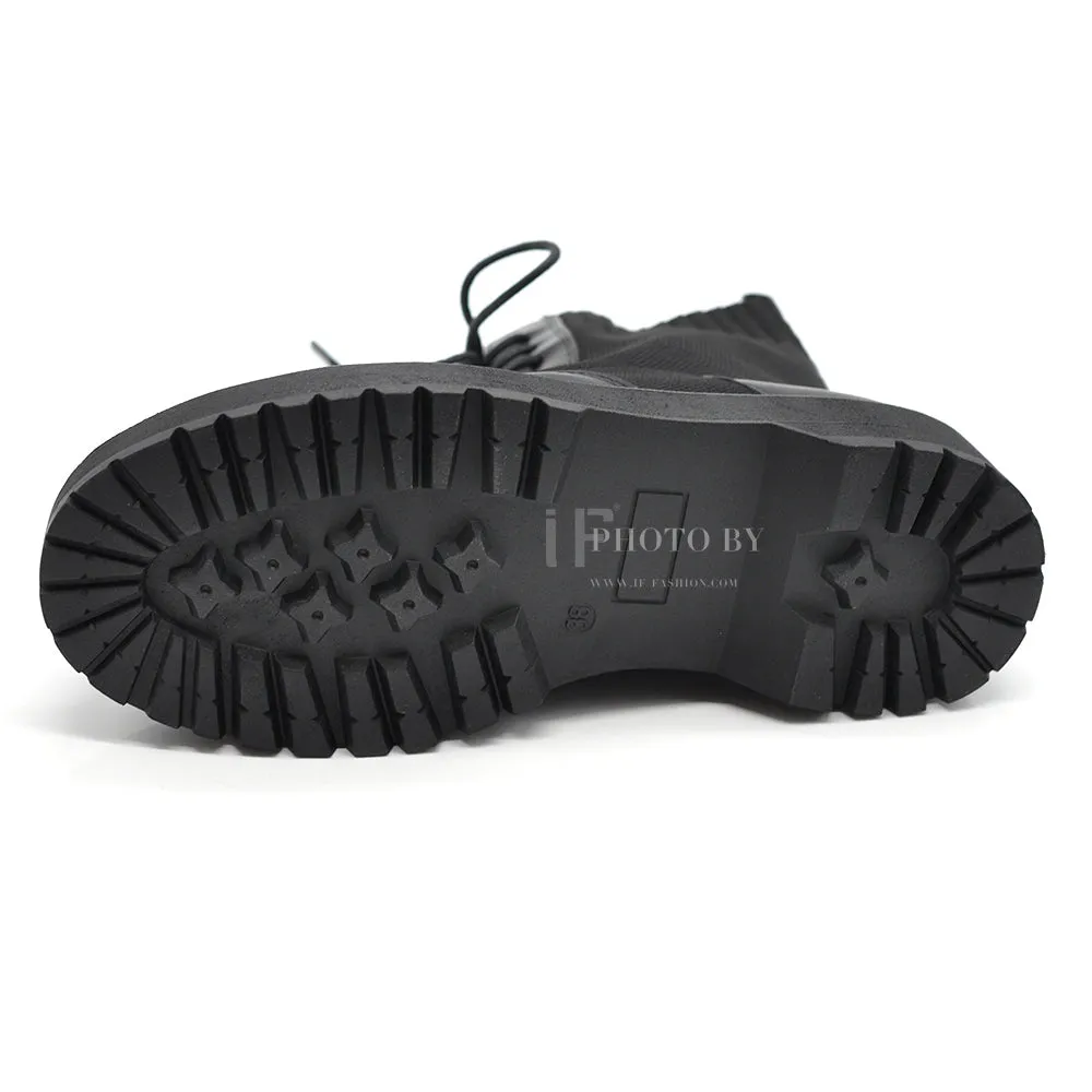 IF Fashion Anfibi Combat Stivali Alla Caviglia Da Donna Platformo Elasticizzato Traspiranti CH2026