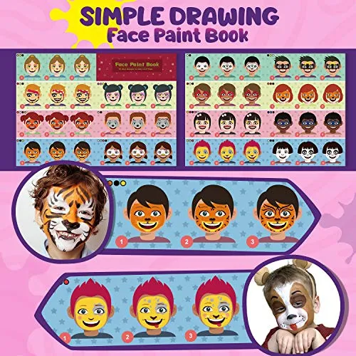 Jojoin Colori Trucco Viso Bambini, 16 Colori Body Painting Tavolozza con 4 Grandi Colori di Base, Split Cake Face Paint, 94 Gemm