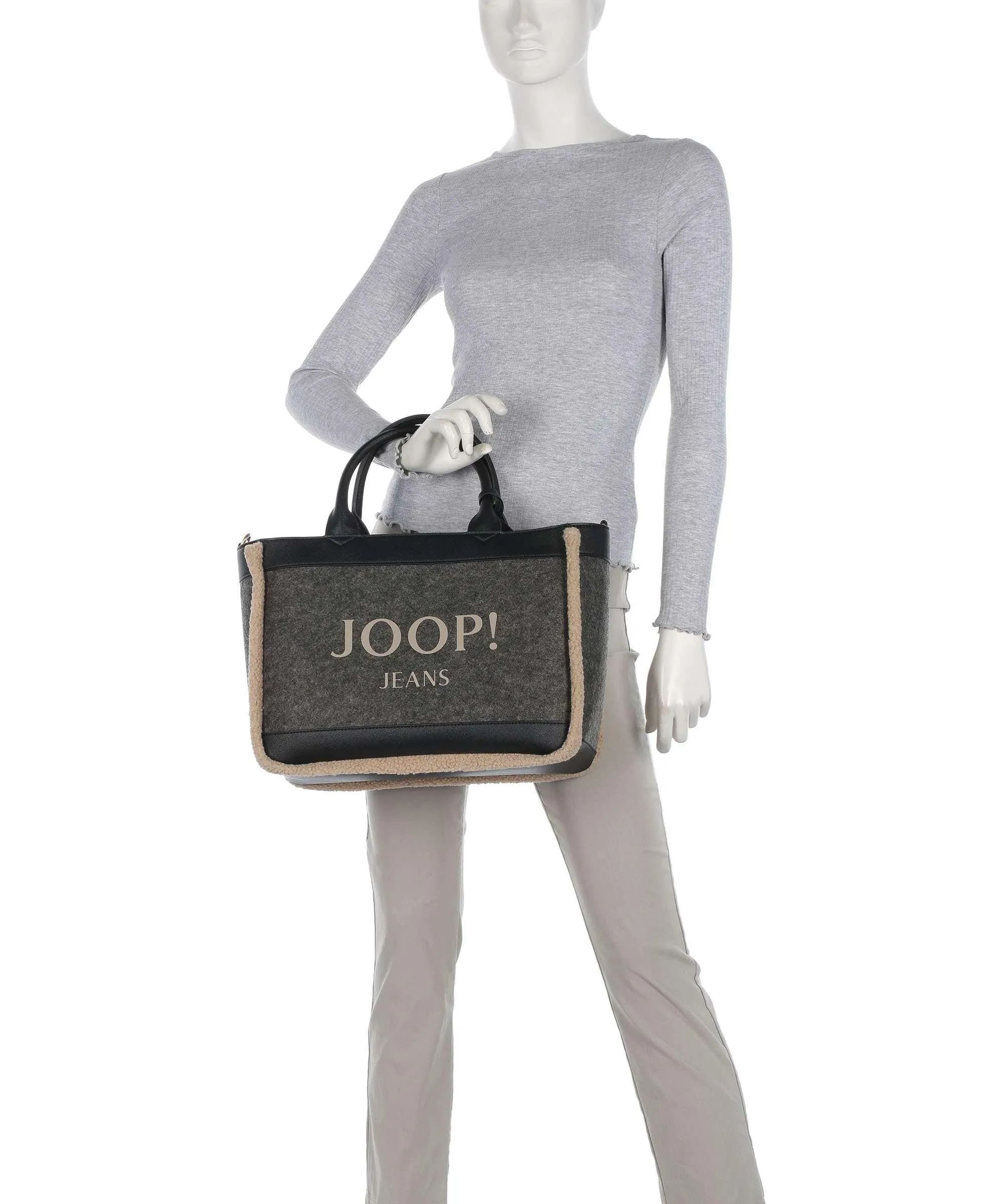  JOOP! Jeans Calduccio Yvette Borsa a mano infeltrimento, pelle sintetica grigio scuro  