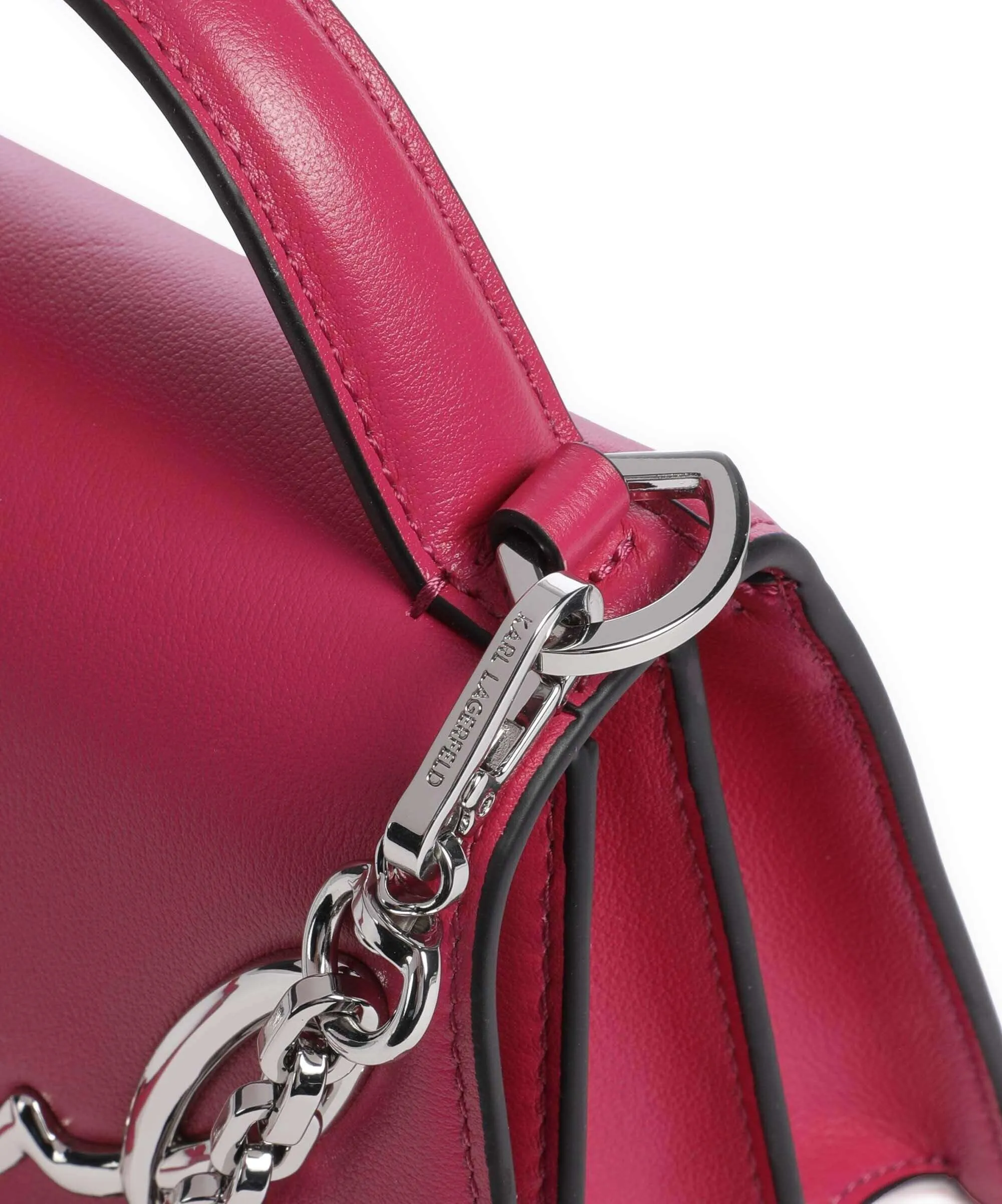  Karl Lagerfeld K/Signature Small Borsa a mano pelle di vacchetta finemente grana fucsia  