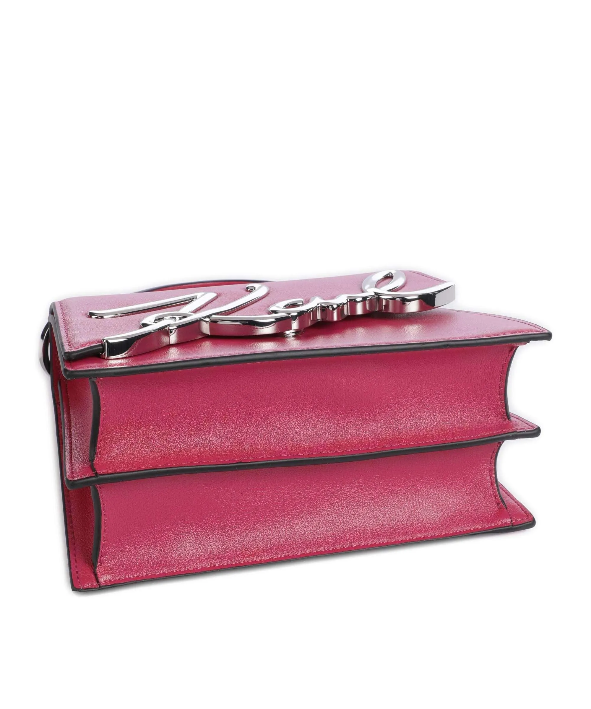  Karl Lagerfeld K/Signature Small Borsa a mano pelle di vacchetta finemente grana fucsia  
