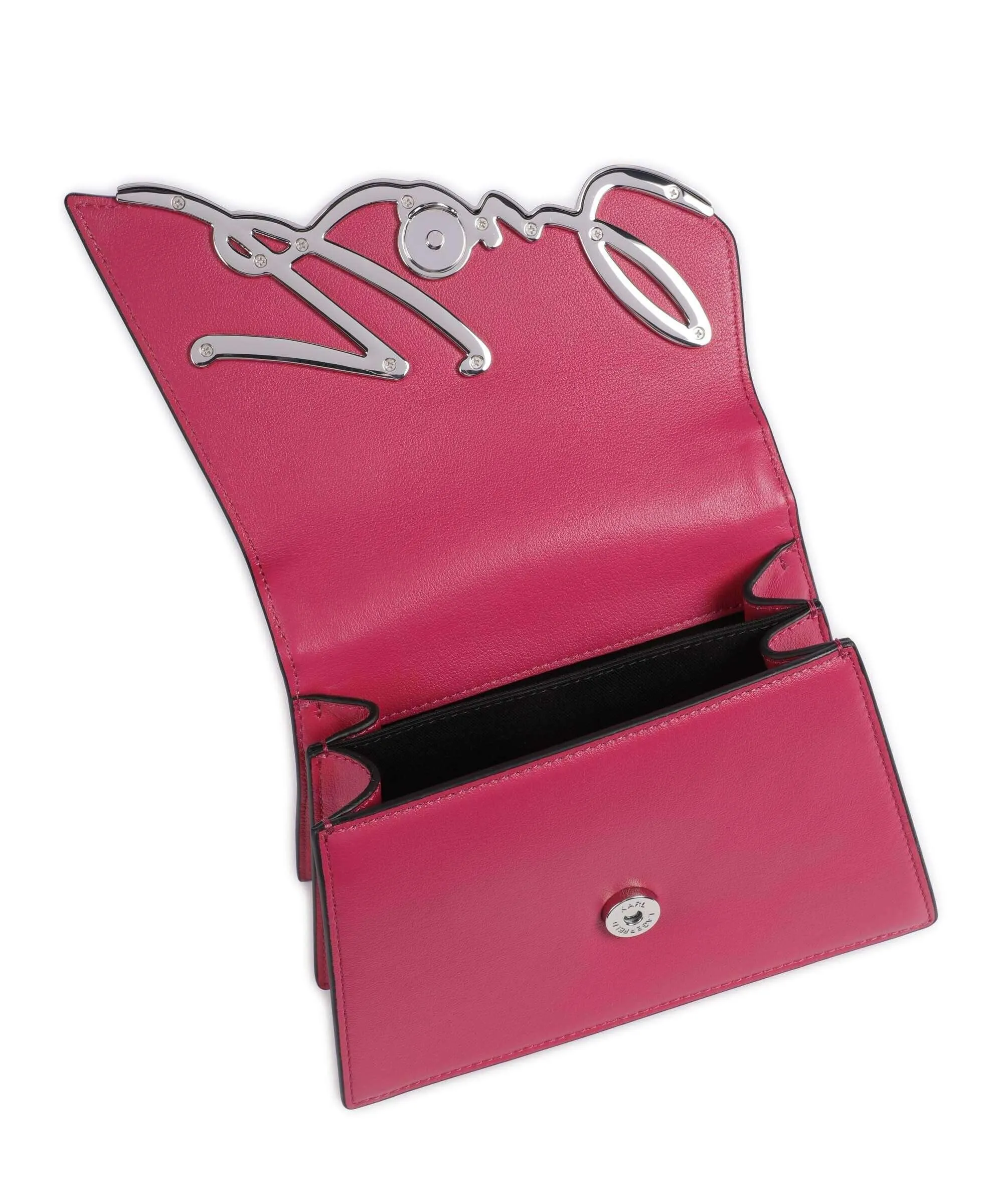  Karl Lagerfeld K/Signature Small Borsa a mano pelle di vacchetta finemente grana fucsia  