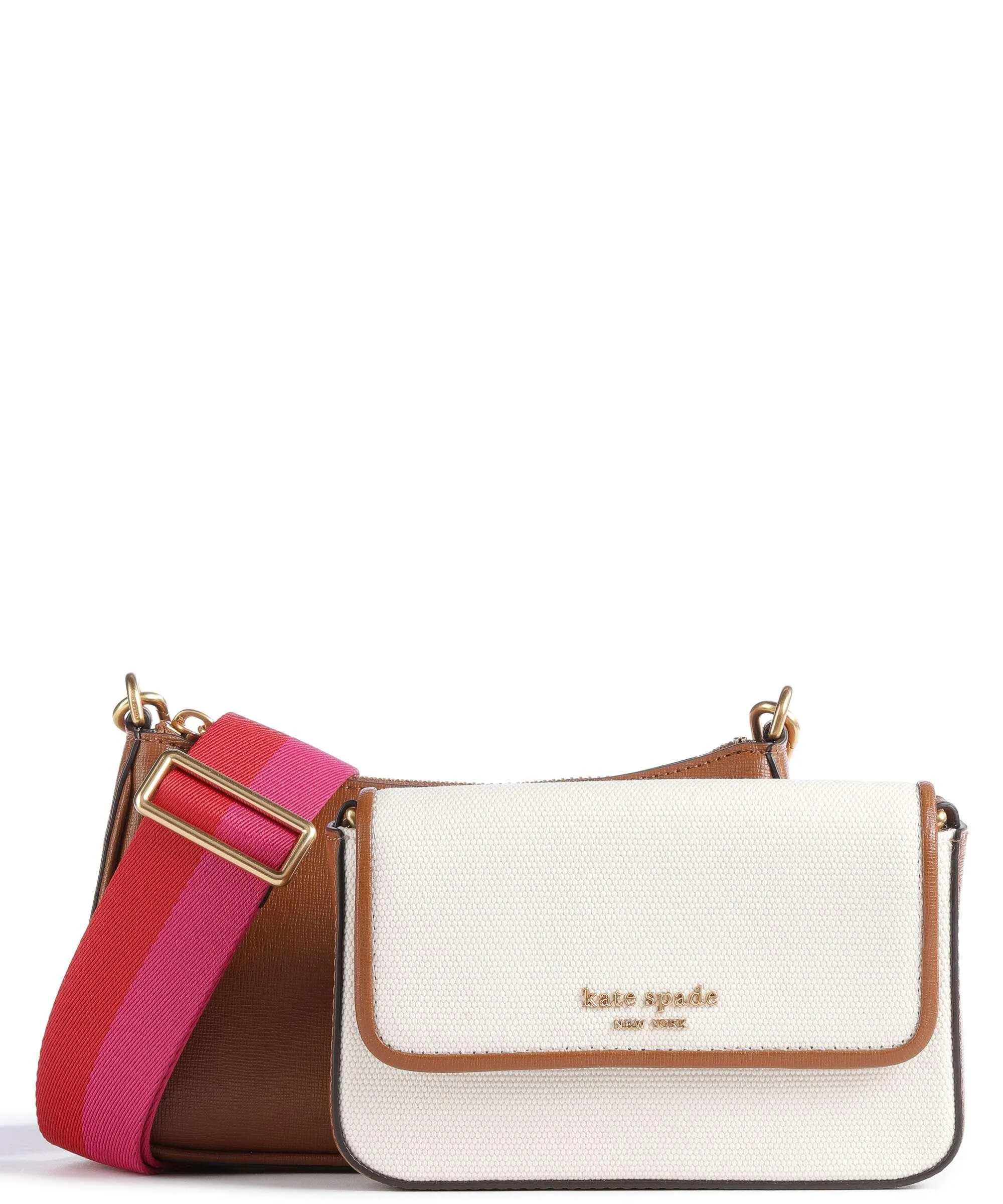  Kate Spade New York Morgan Double Up Borsa a tracolla tela, pelle granulata marrone  